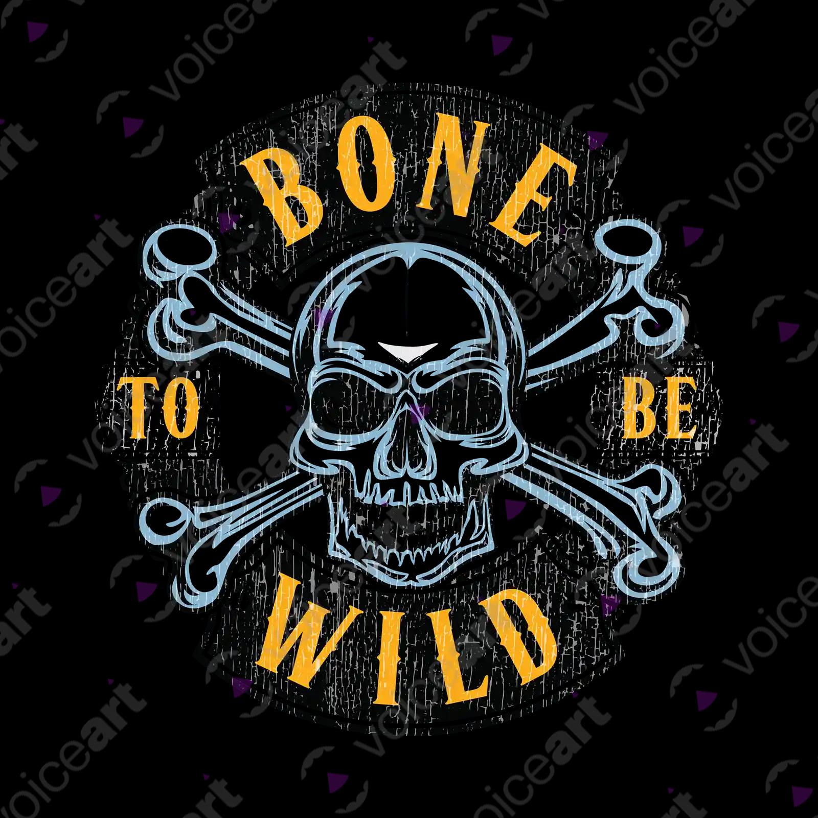 VOICEART White Watermark Skull and Bones Lifestyle T-Shirt Premium Quality Graphic Design Born to be Wild Wordplay Tee