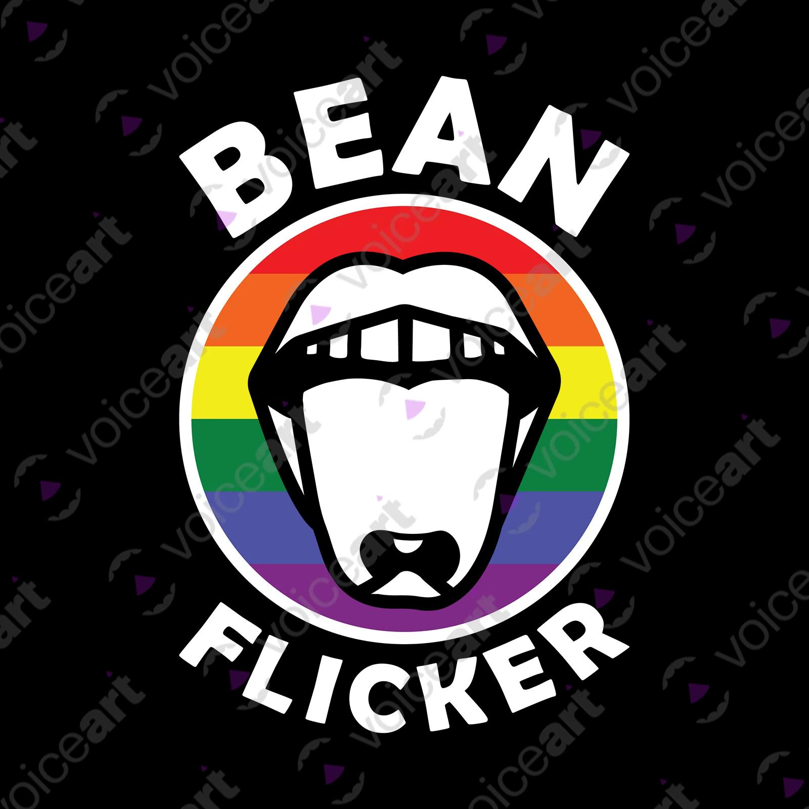 VOICEART Black Watermark Bean Flicker Funny T-Shirt with Premium Quality Graphic Design LGBTQ Pride Tee with Play on