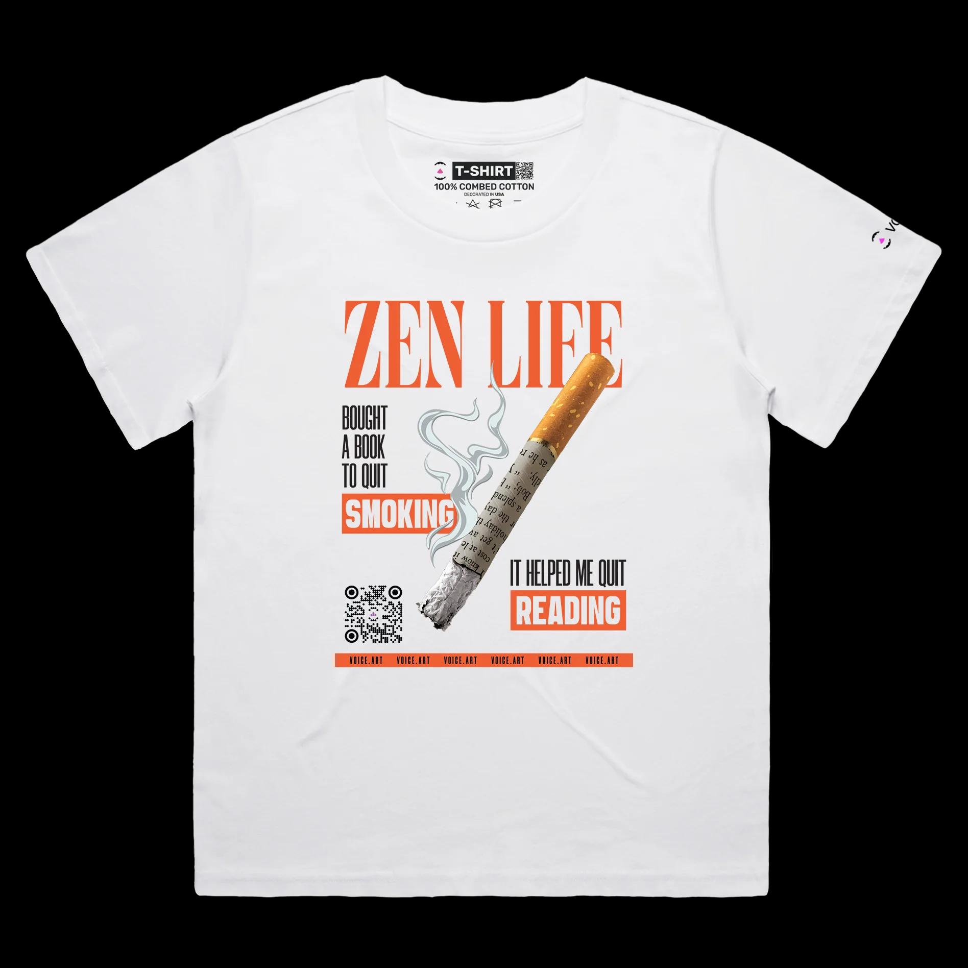 VOICEART White Female Loose Smoking Cigarettes Funny T-Shirt High Quality Graphic Premium Design Sarcastic Addiction Tee