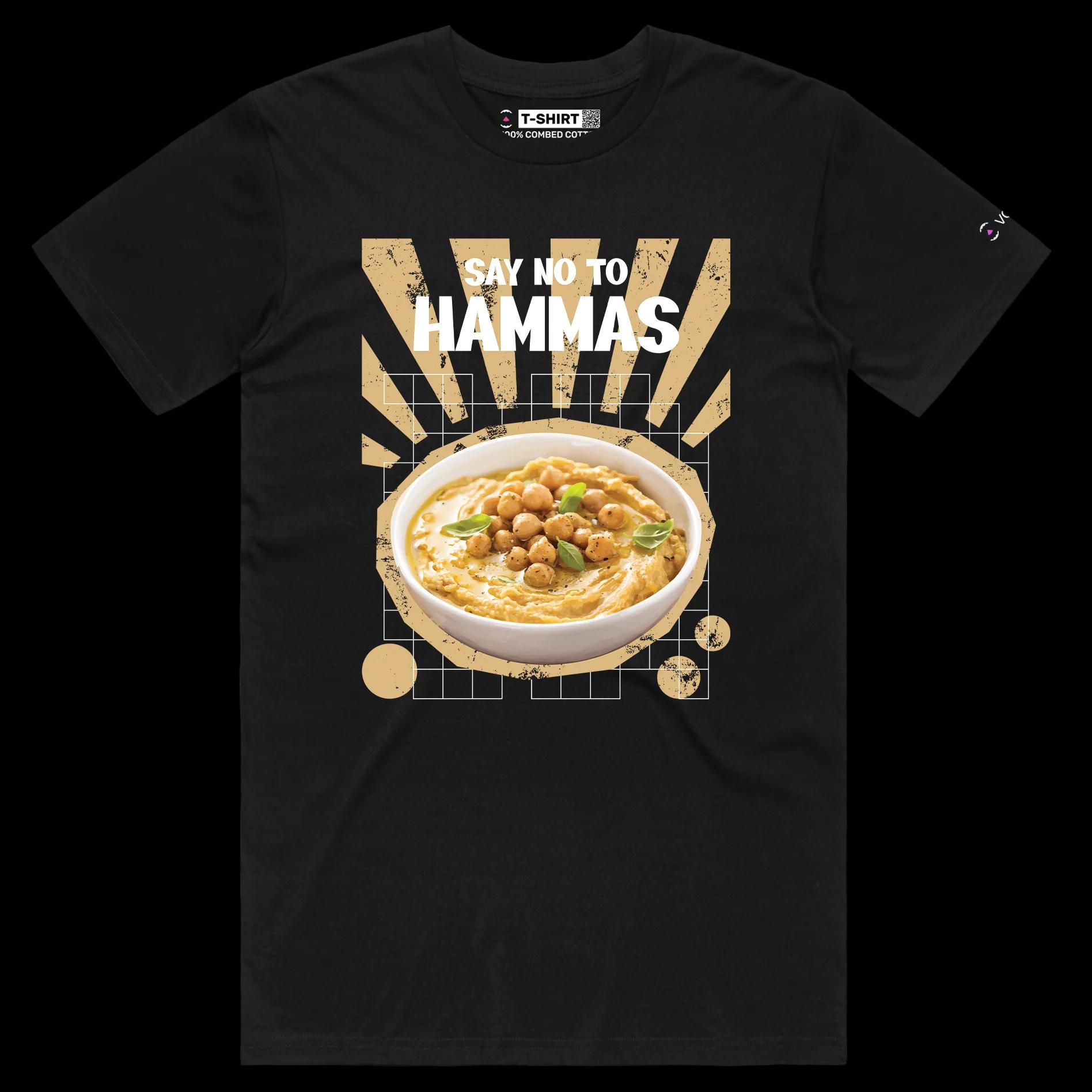 VOICEART Black Male Regular Middle East Food Themed Funny T-Shirt with Premium Graphic Hummus and Israel Wordplay Tee