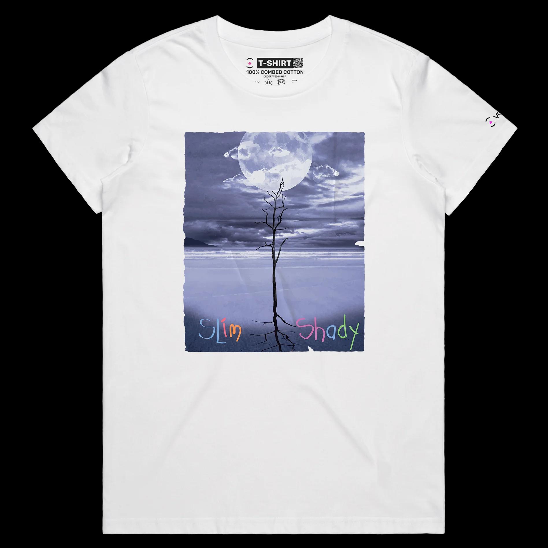 VOICEART White Female Regular Scrawny Tree Funny Nature T-Shirt Premium Quality Graphic and Design Slim Shady Wordplay Tee