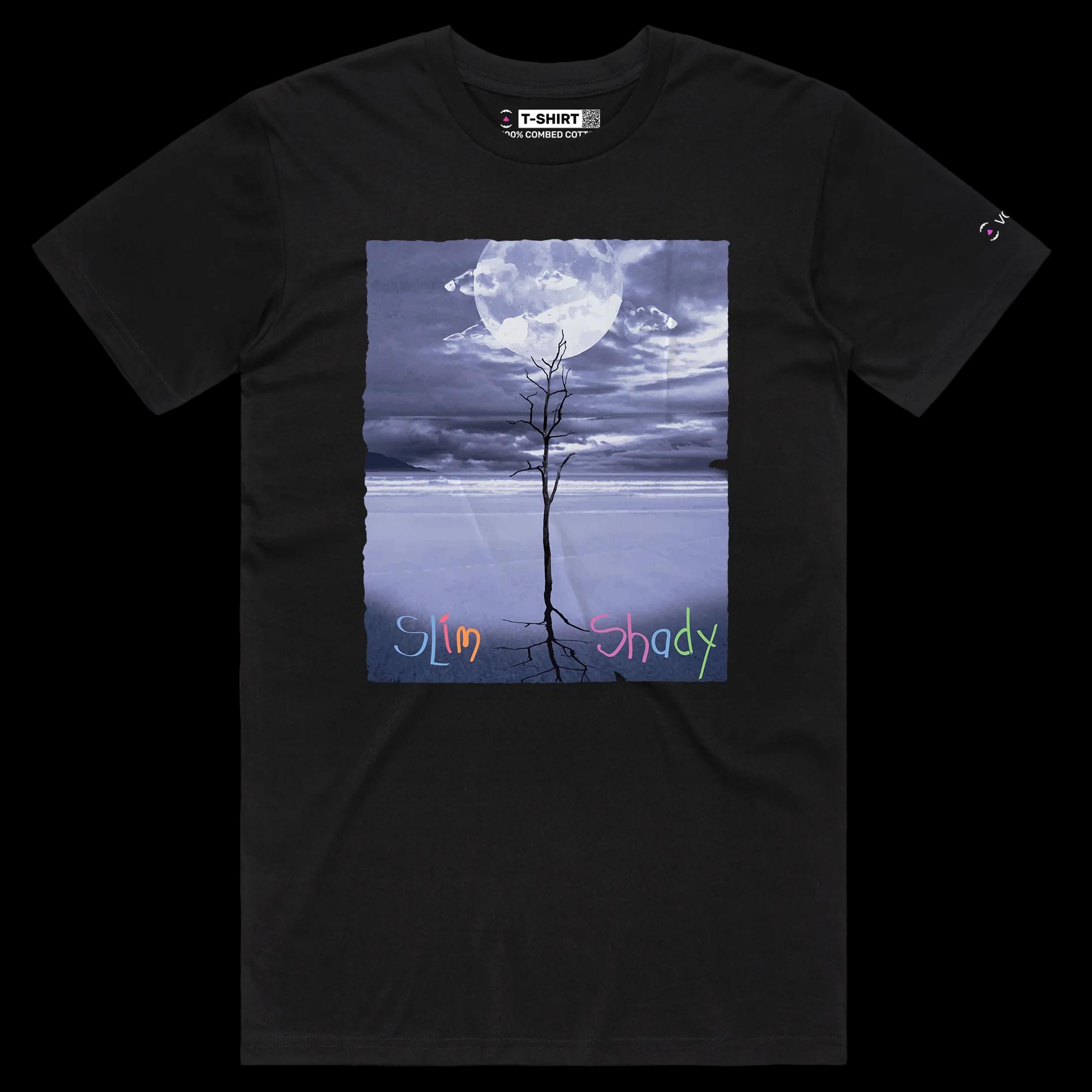 VOICEART Black Male Regular Scrawny Tree Funny Nature T-Shirt Premium Quality Graphic and Design Slim Shady Wordplay Tee