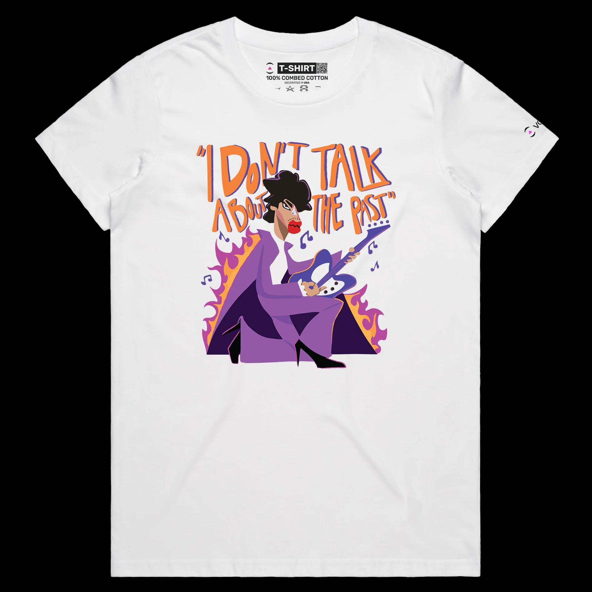 VOICEART White Female Regular Prince An Icon of the Past Quote T-Shirt Premium Quality Graphic Design Music Superstar Tee