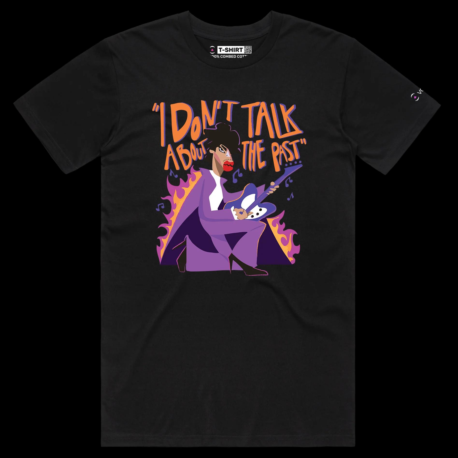 VOICEART Black Male Regular Prince An Icon of the Past Quote T-Shirt Premium Quality Graphic Design Music Superstar Tee