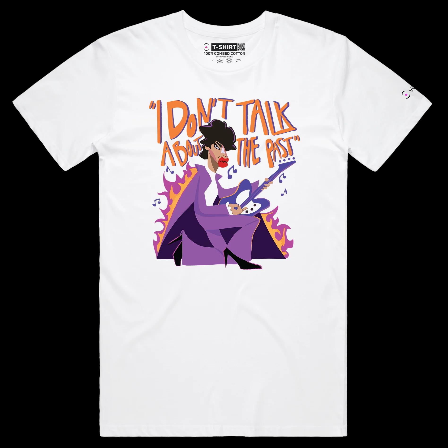 VOICEART White Male Regular Prince An Icon of the Past Quote T-Shirt Premium Quality Graphic Design Music Superstar Tee