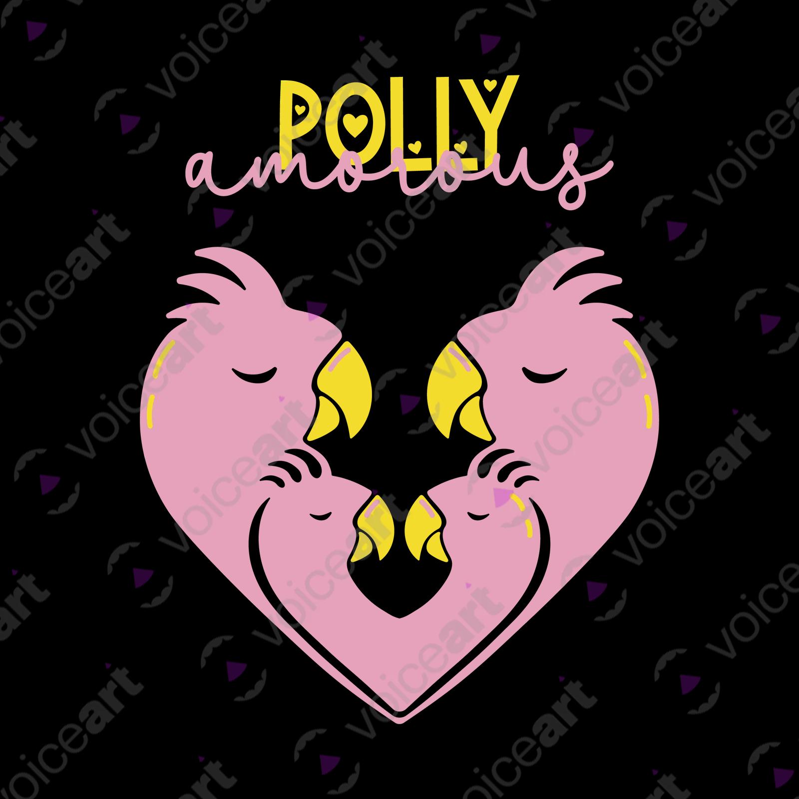 VOICEART White Watermark Parrots in Love Funny Animals T-Shirt Premium Quality Graphic Monogamy Tee for the Lovebirds