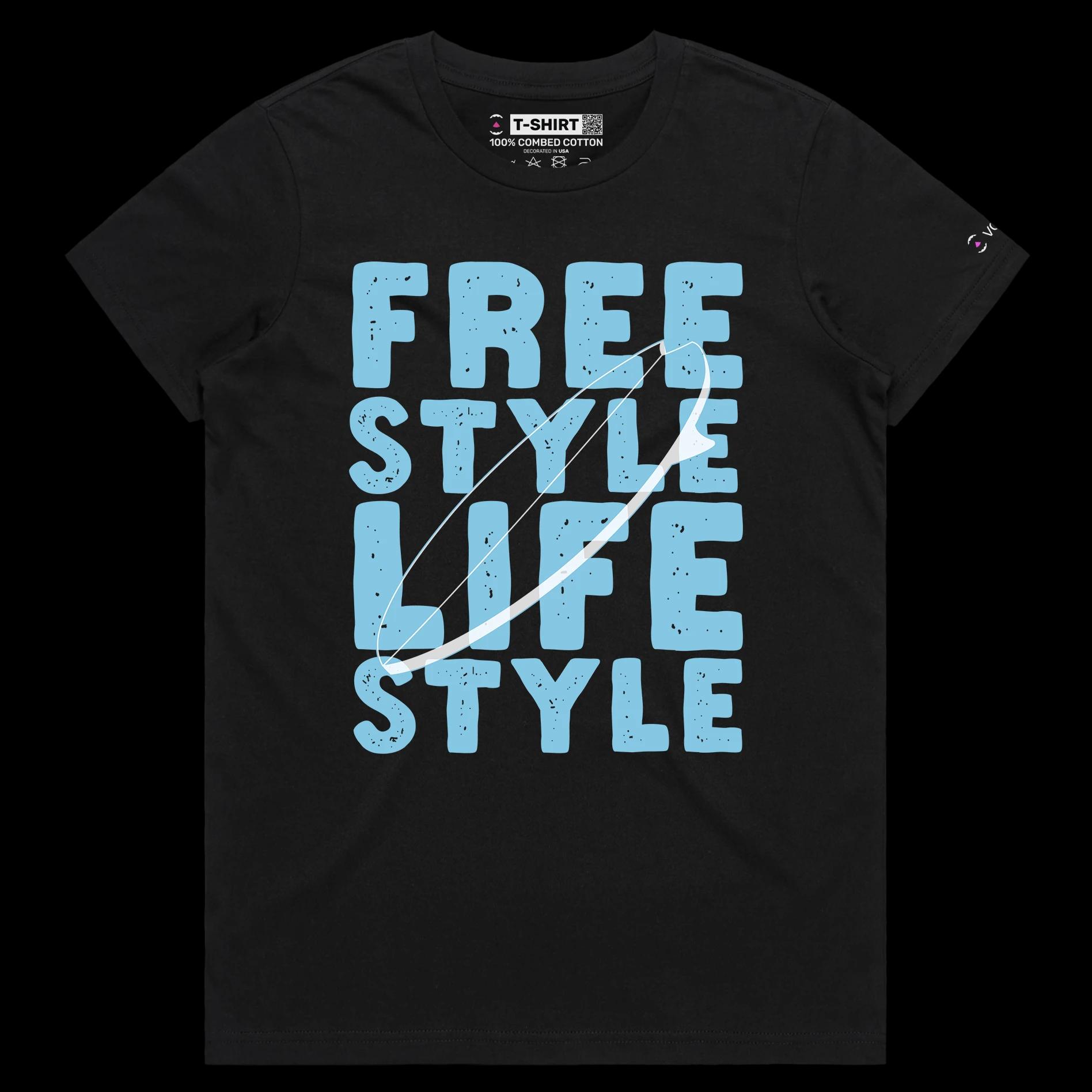 VOICEART Black Female Regular Surfboard Freestyle Lifestyle T-Shirt Premium Quality Design Beach Boys Tee for Surfing Lovers