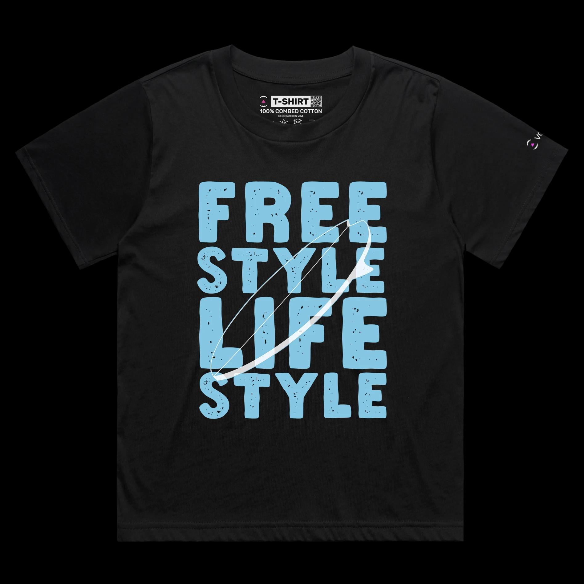 VOICEART Black Female Loose Surfboard Freestyle Lifestyle T-Shirt Premium Quality Design Beach Boys Tee for Surfing Lovers