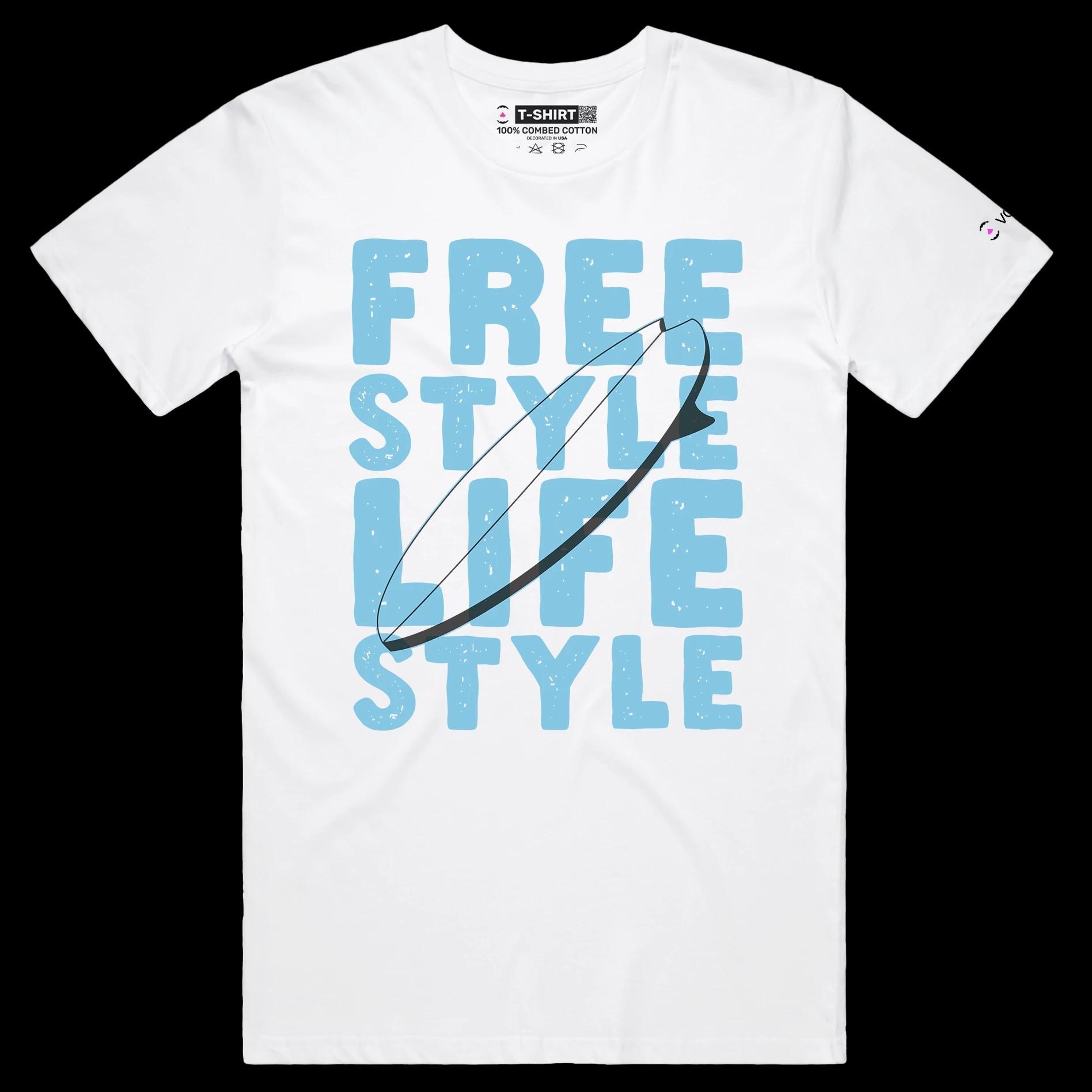 VOICEART White Male Regular Surfboard Freestyle Lifestyle T-Shirt Premium Quality Design Beach Boys Tee for Surfing Lovers