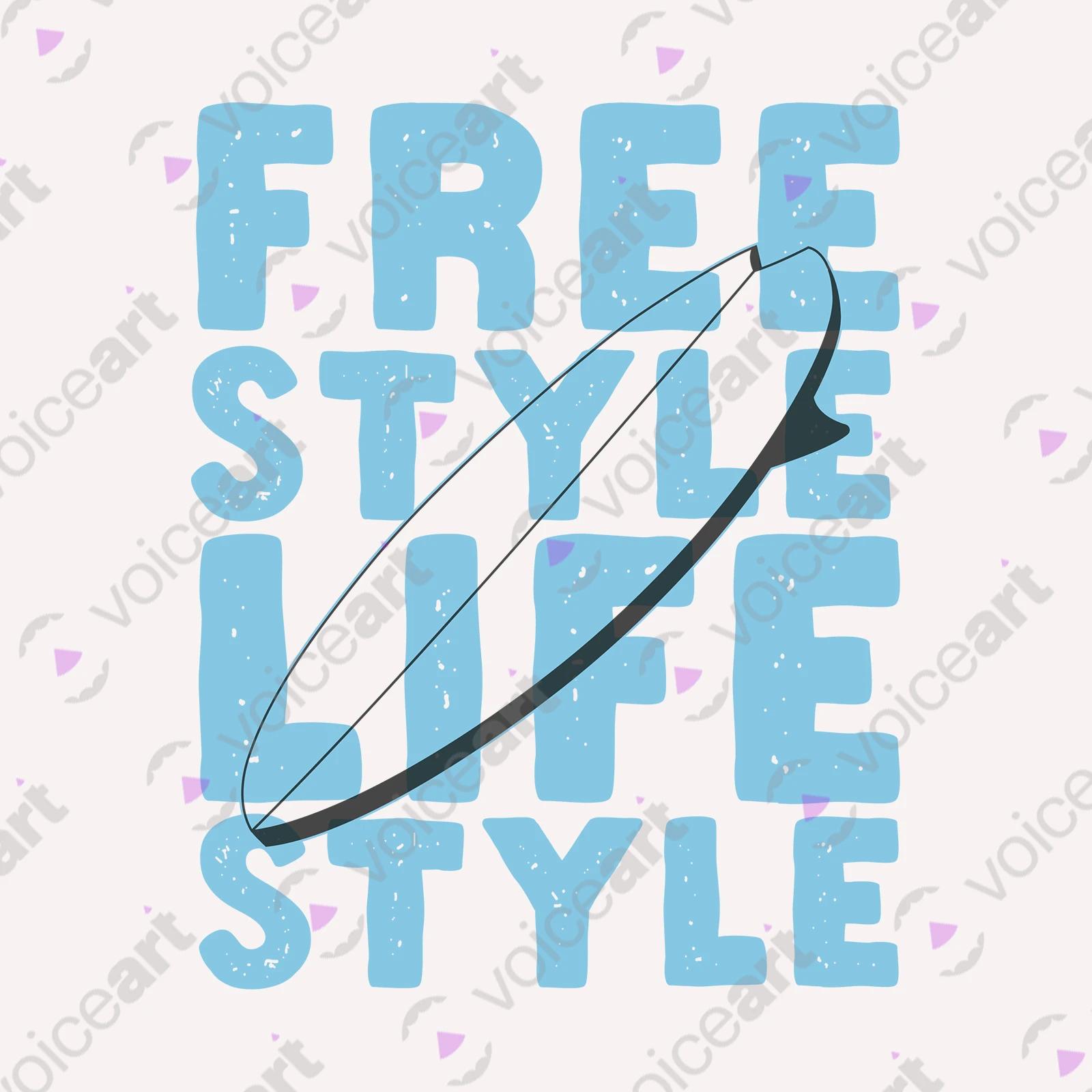 VOICEART White Watermark Surfboard Freestyle Lifestyle T-Shirt Premium Quality Design Beach Boys Tee for Surfing Lovers