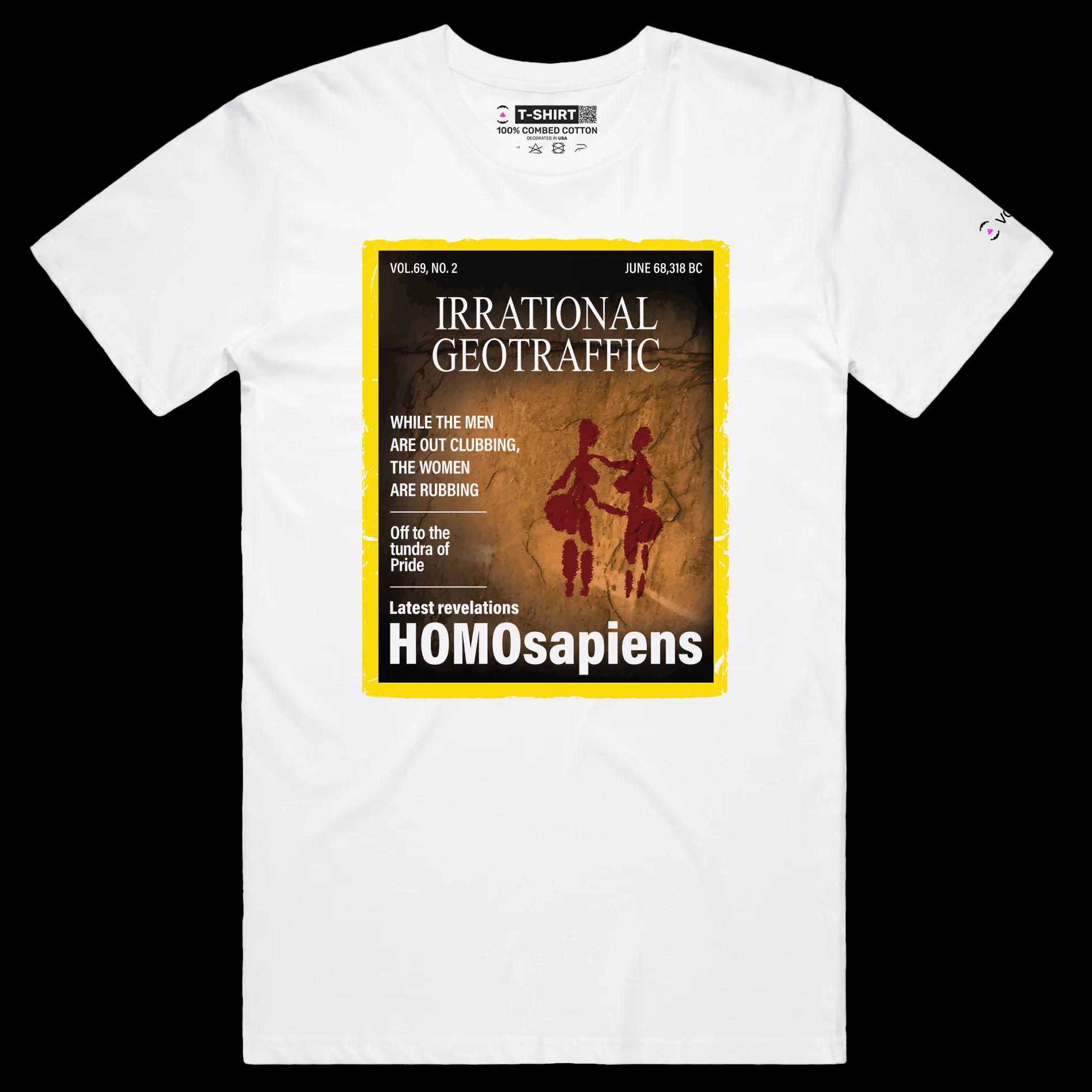 VOICEART White Male Regular Homosapiens Funny Lesbian T-Shirt Premium Quality Graphic LGBTQ Pride in Stone Age Tee