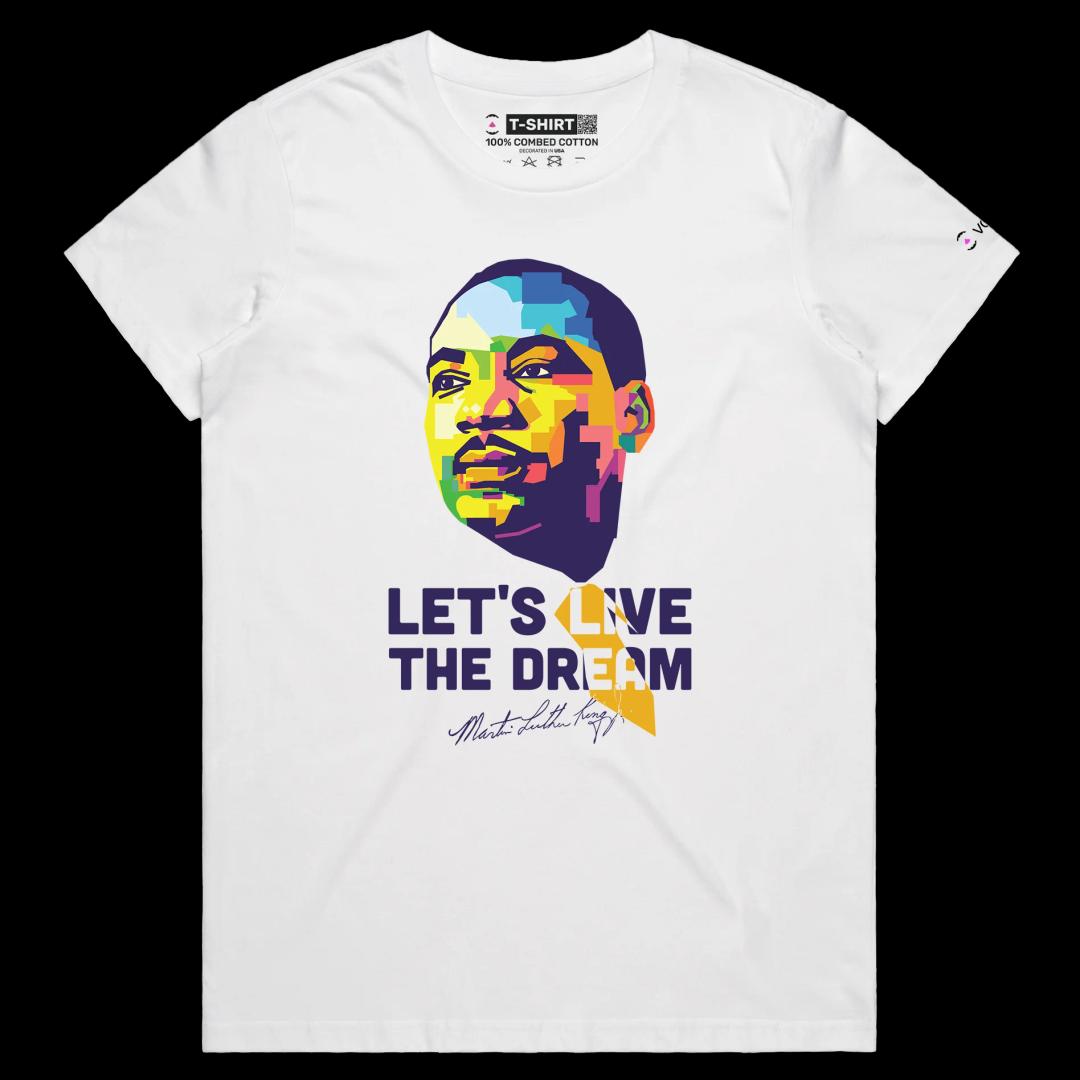 VOICEART White Female Regular Martin Luther King The Dream Motivational Quote Shirt Premium Black Lives Matter Legacy Tee