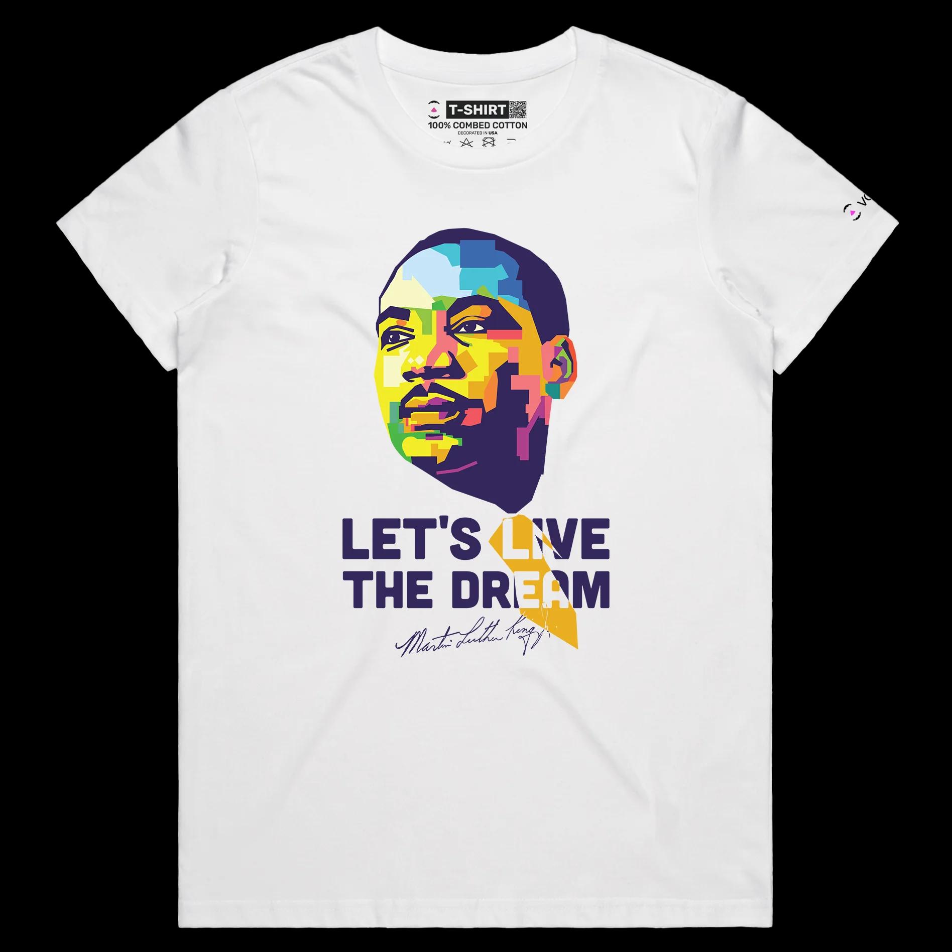 VOICEART White Female Regular Martin Luther King The Dream Motivational Quote Shirt Premium Black Lives Matter Legacy Tee