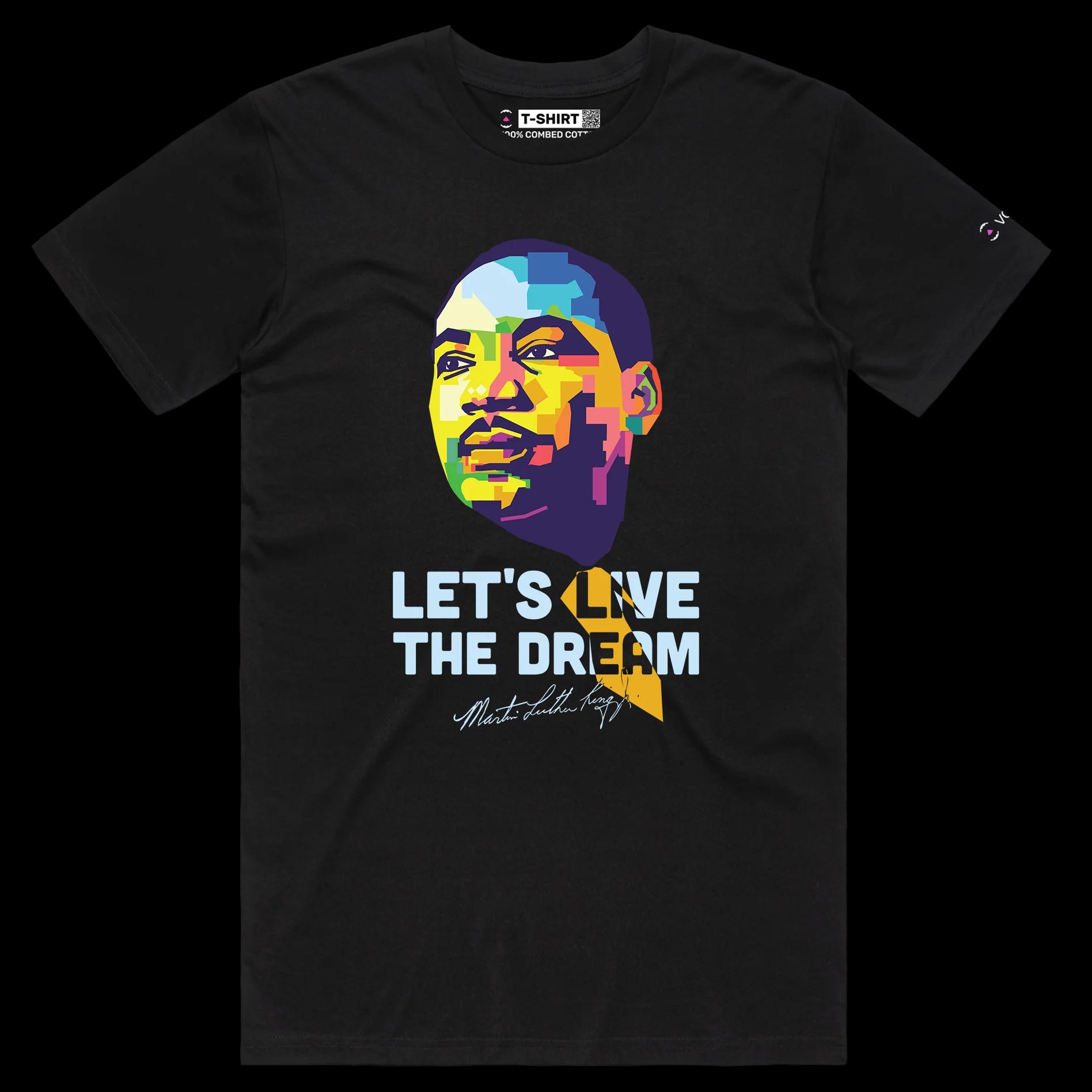 VOICEART Black Male Regular Martin Luther King The Dream Motivational Quote Shirt Premium Black Lives Matter Legacy Tee