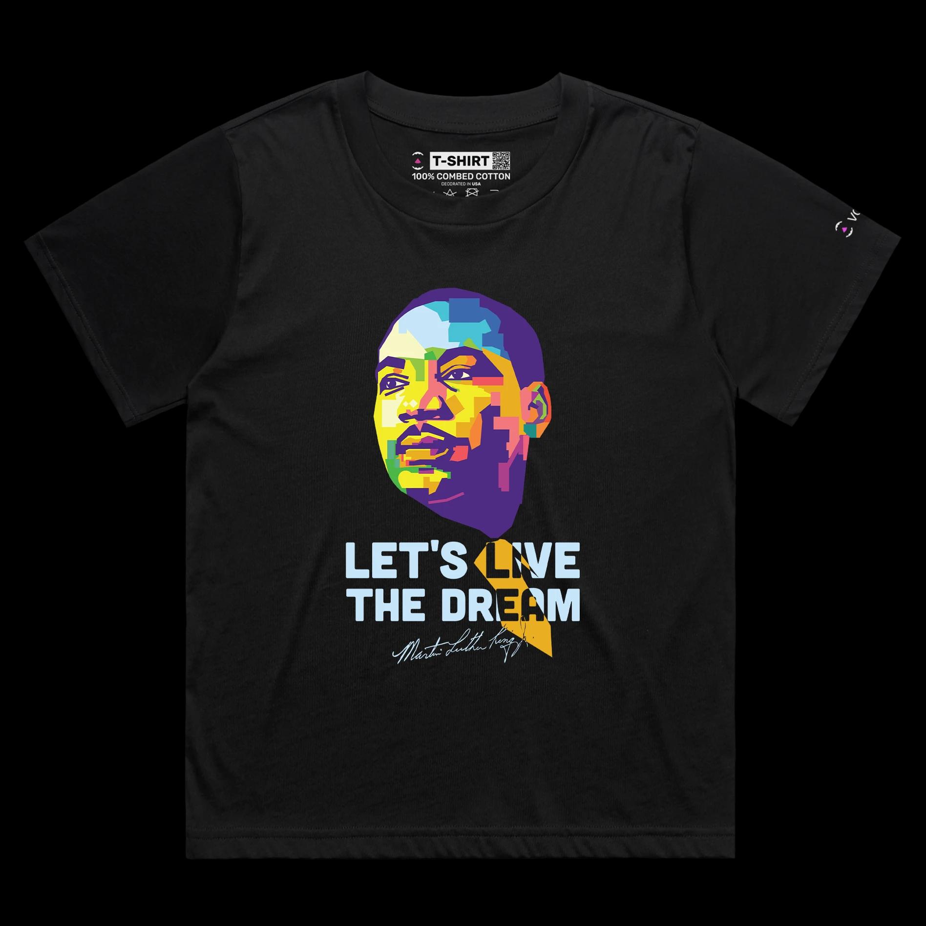VOICEART Black Female Loose Martin Luther King The Dream Motivational Quote Shirt Premium Black Lives Matter Legacy Tee
