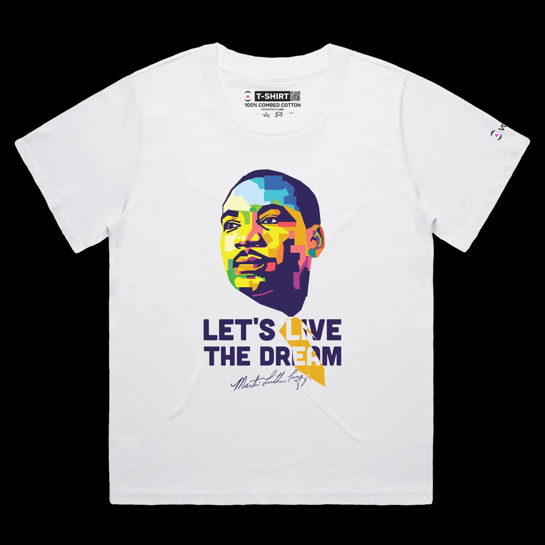 VOICEART White Female Loose Martin Luther King The Dream Motivational Quote Shirt Premium Black Lives Matter Legacy Tee