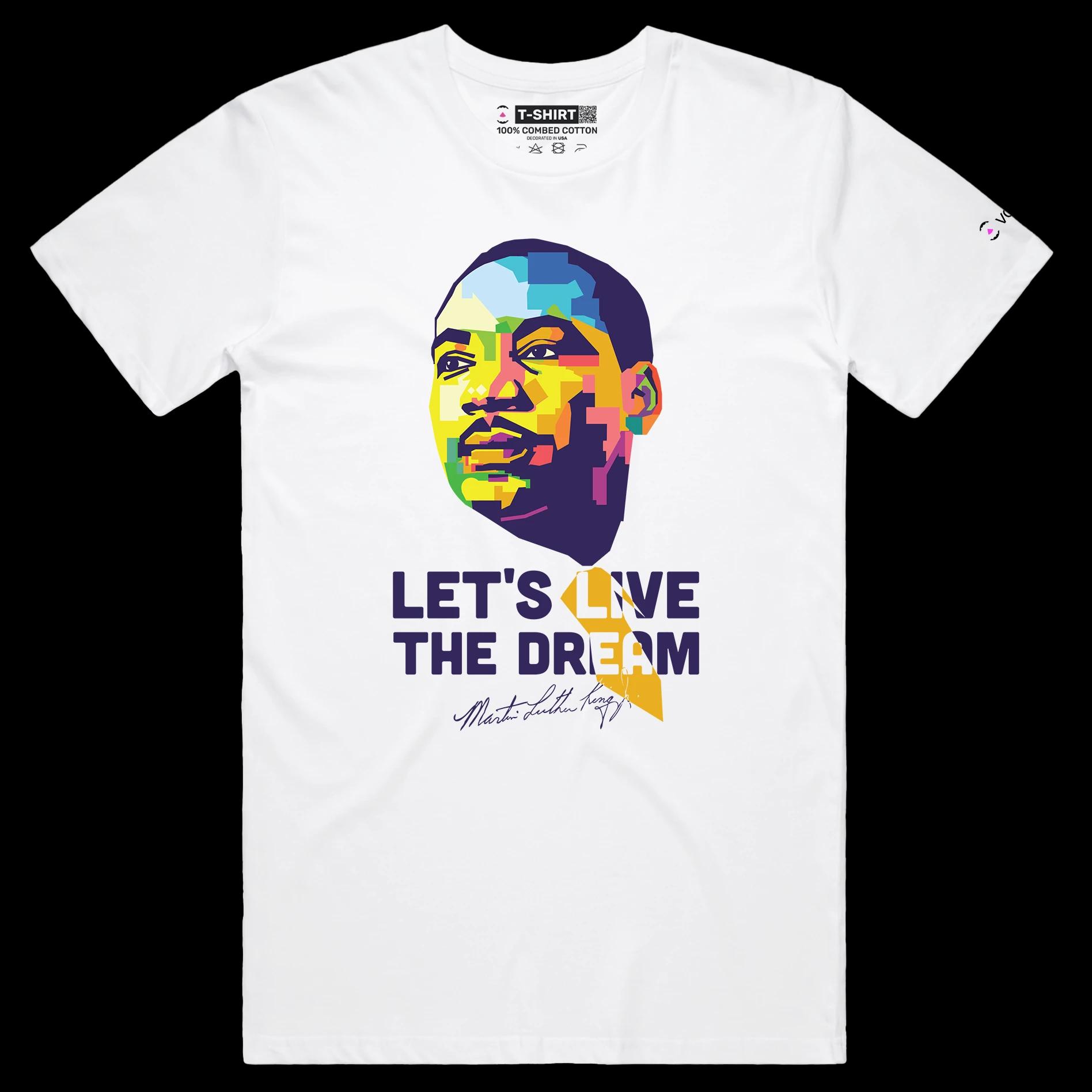 VOICEART White Male Regular Martin Luther King The Dream Motivational Quote Shirt Premium Black Lives Matter Legacy Tee