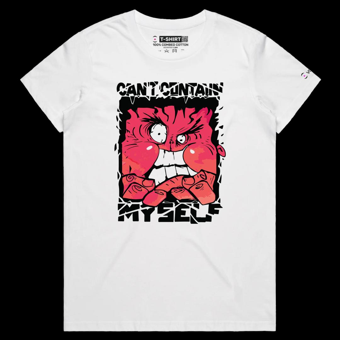 VOICEART White Female Regular Angry Red Face Man Funny T-Shirt Premium Quality Graphic Rage Outburst Tee with Play on Words