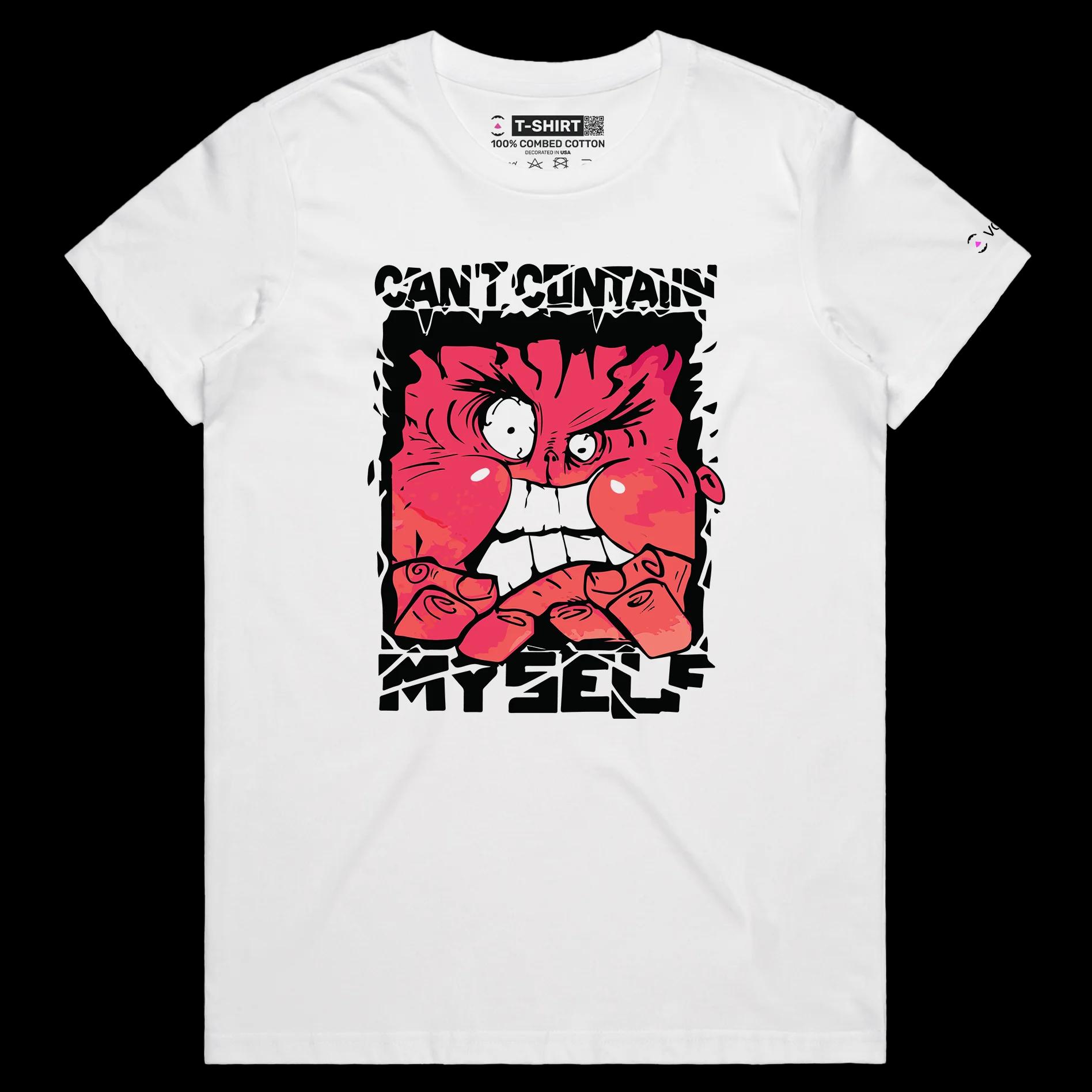 VOICEART White Female Regular Angry Red Face Man Funny T-Shirt Premium Quality Graphic Rage Outburst Tee with Play on Words