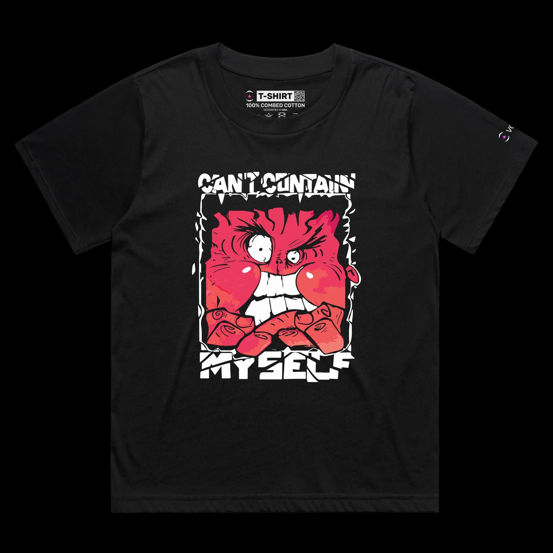 VOICEART Black Female Loose Angry Red Face Man Funny T-Shirt Premium Quality Graphic Rage Outburst Tee with Play on Words