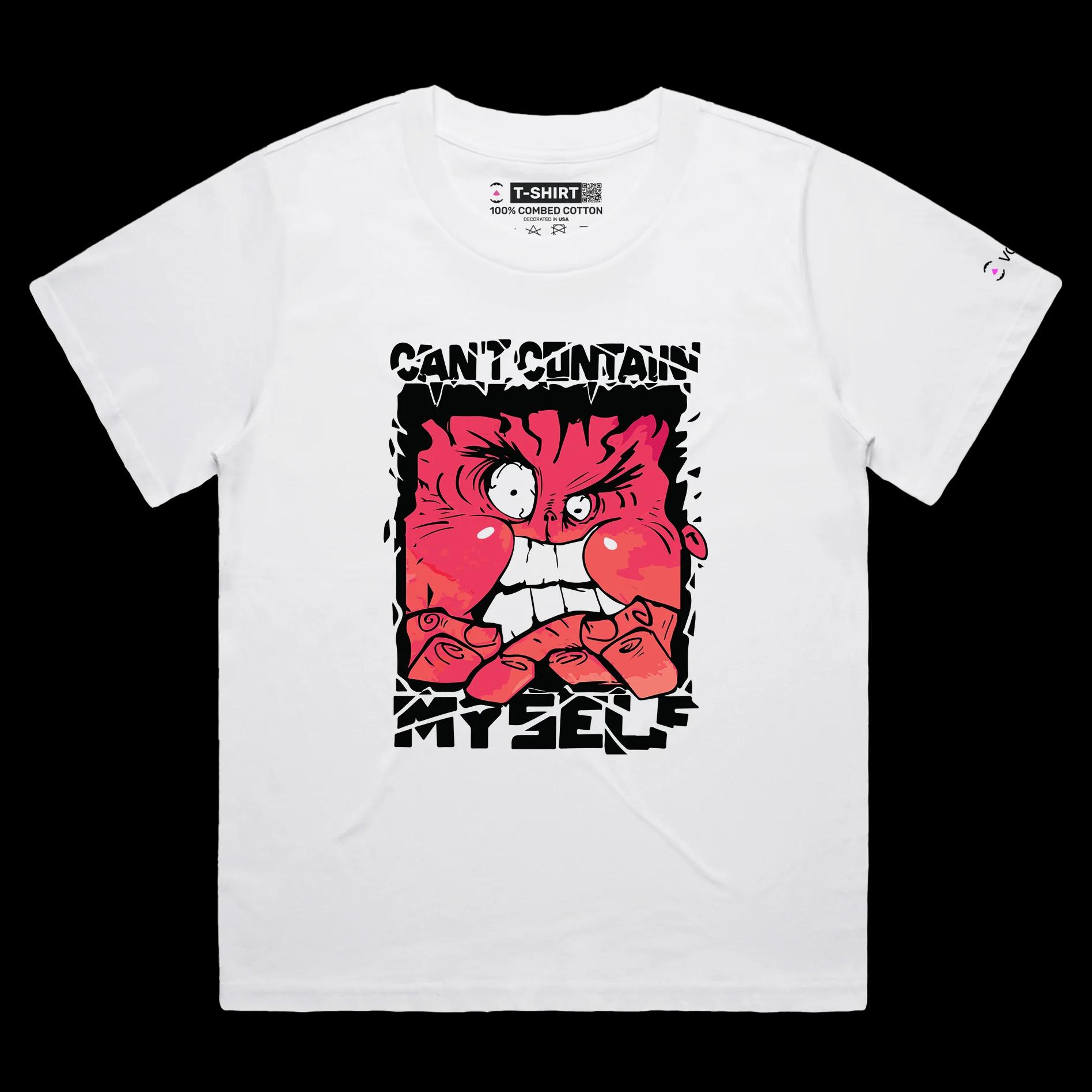 VOICEART White Female Loose Angry Red Face Man Funny T-Shirt Premium Quality Graphic Rage Outburst Tee with Play on Words
