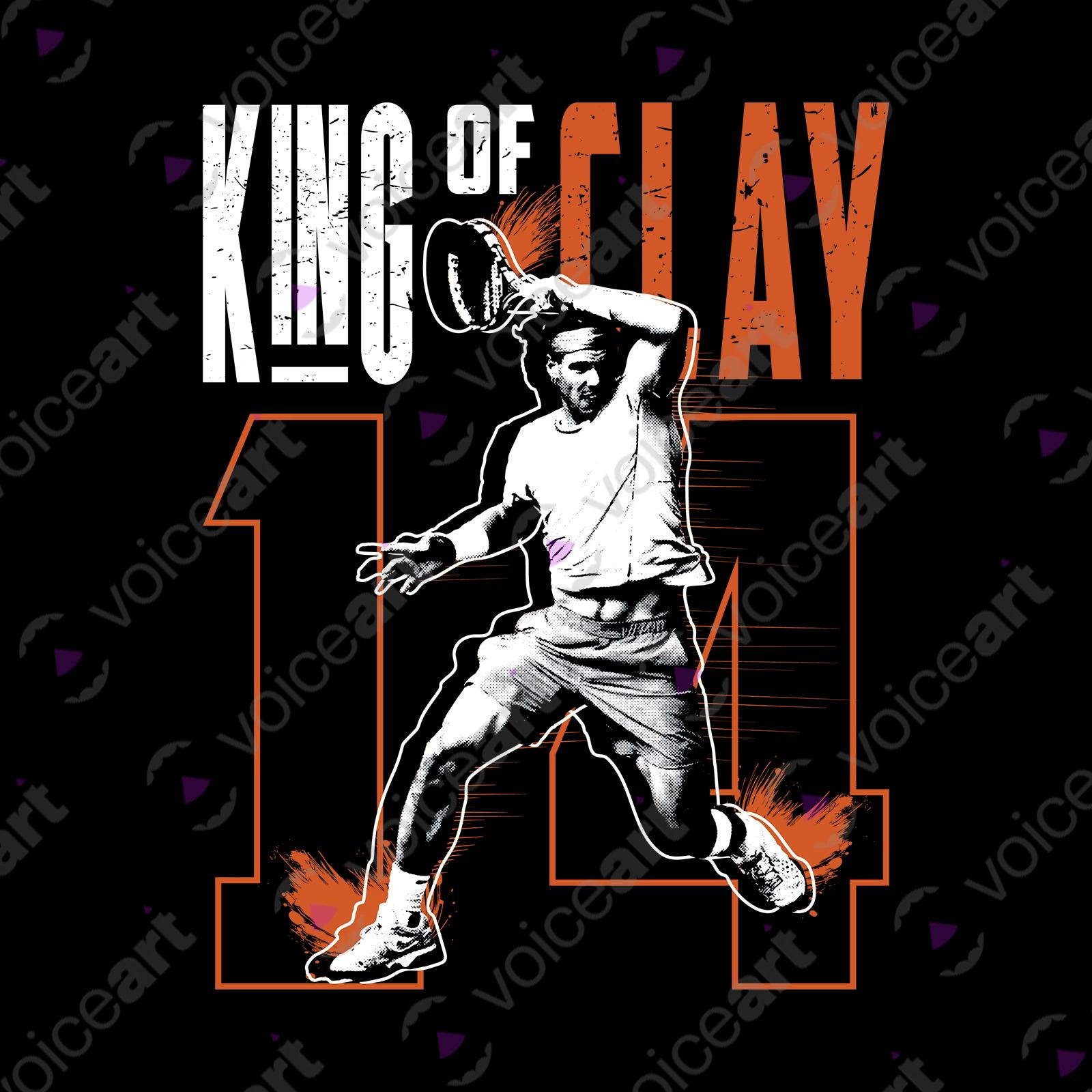 VOICEART Black Watermark Nadal The King of Clay Sports T-Shirt Premium Quality Grand Slam Superstar Tee Tennis Fans