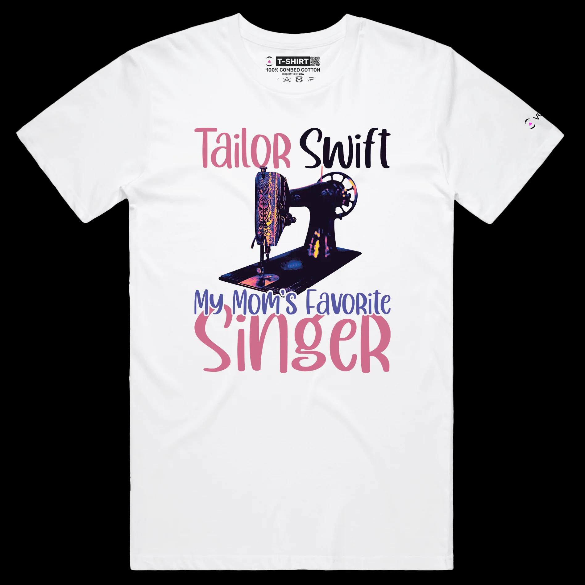 VOICEART White Male Regular Tailor Swift Funny Wordplay T-Shirt with Premium Quality Graphic Moms Sewing Machine Tee