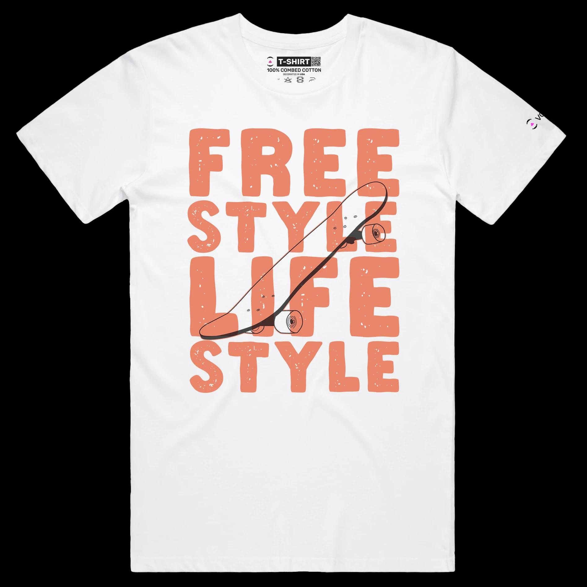 VOICEART White Male Regular Skateboards Freestyle Lifestyle T-Shirt Premium Quality Sidewalk Surfer Tee for Skating Lovers