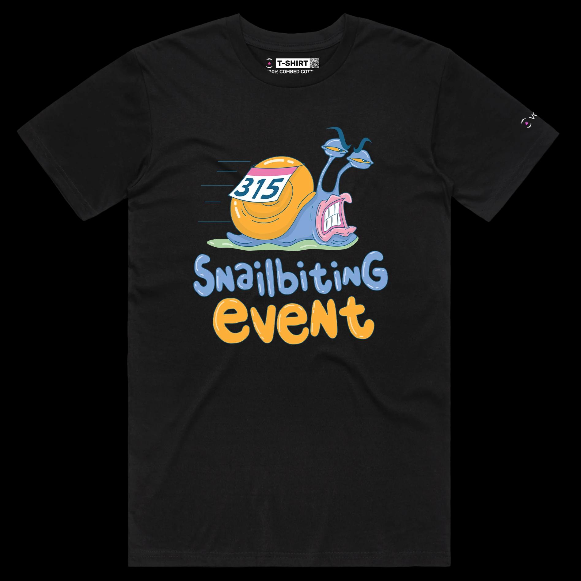 VOICEART Black Male Regular Snails Running Track Animals T-Shirt Premium Design Slowest Racers Athletics Event Tee