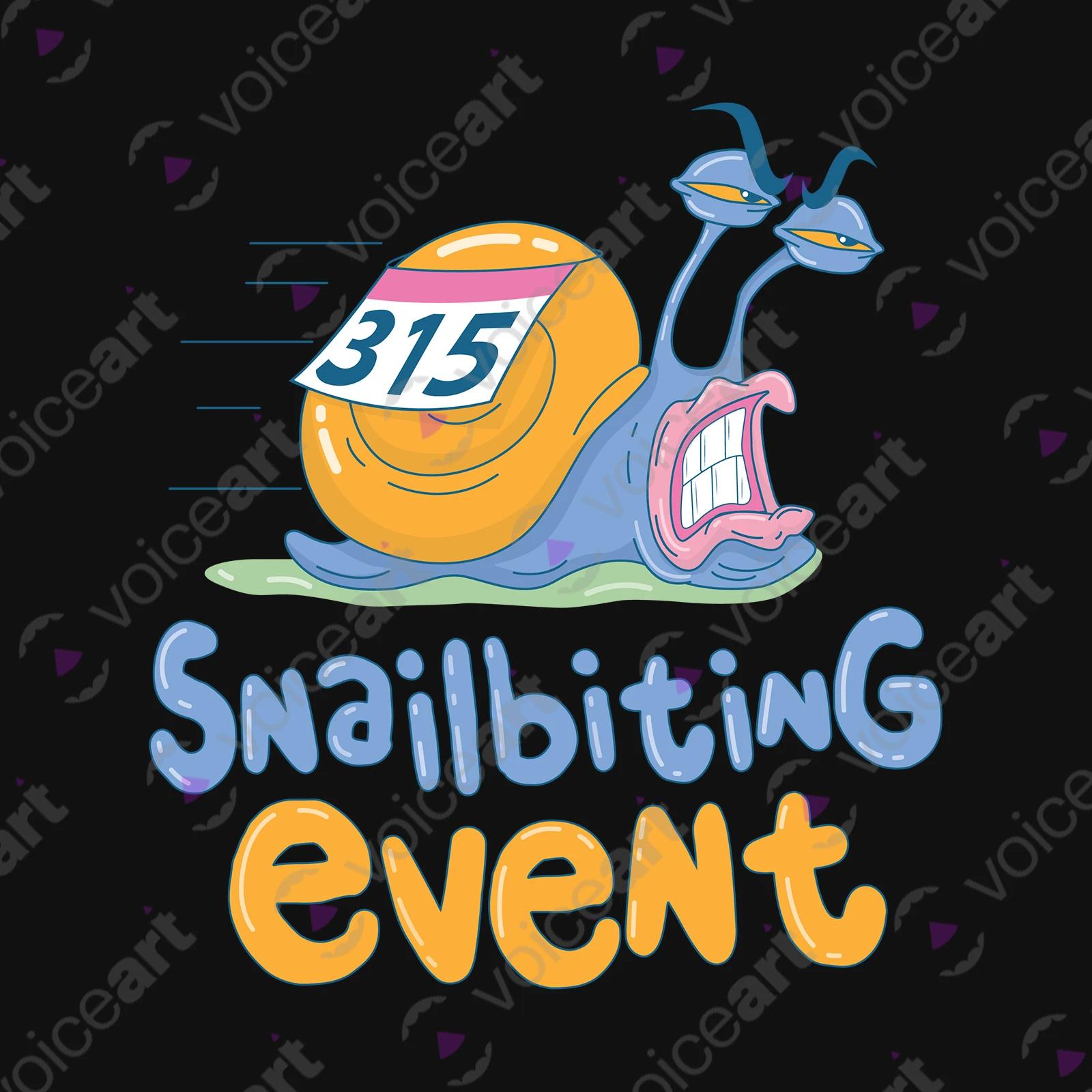 VOICEART Black Watermark Snails Running Track Animals T-Shirt Premium Design Slowest Racers Athletics Event Tee