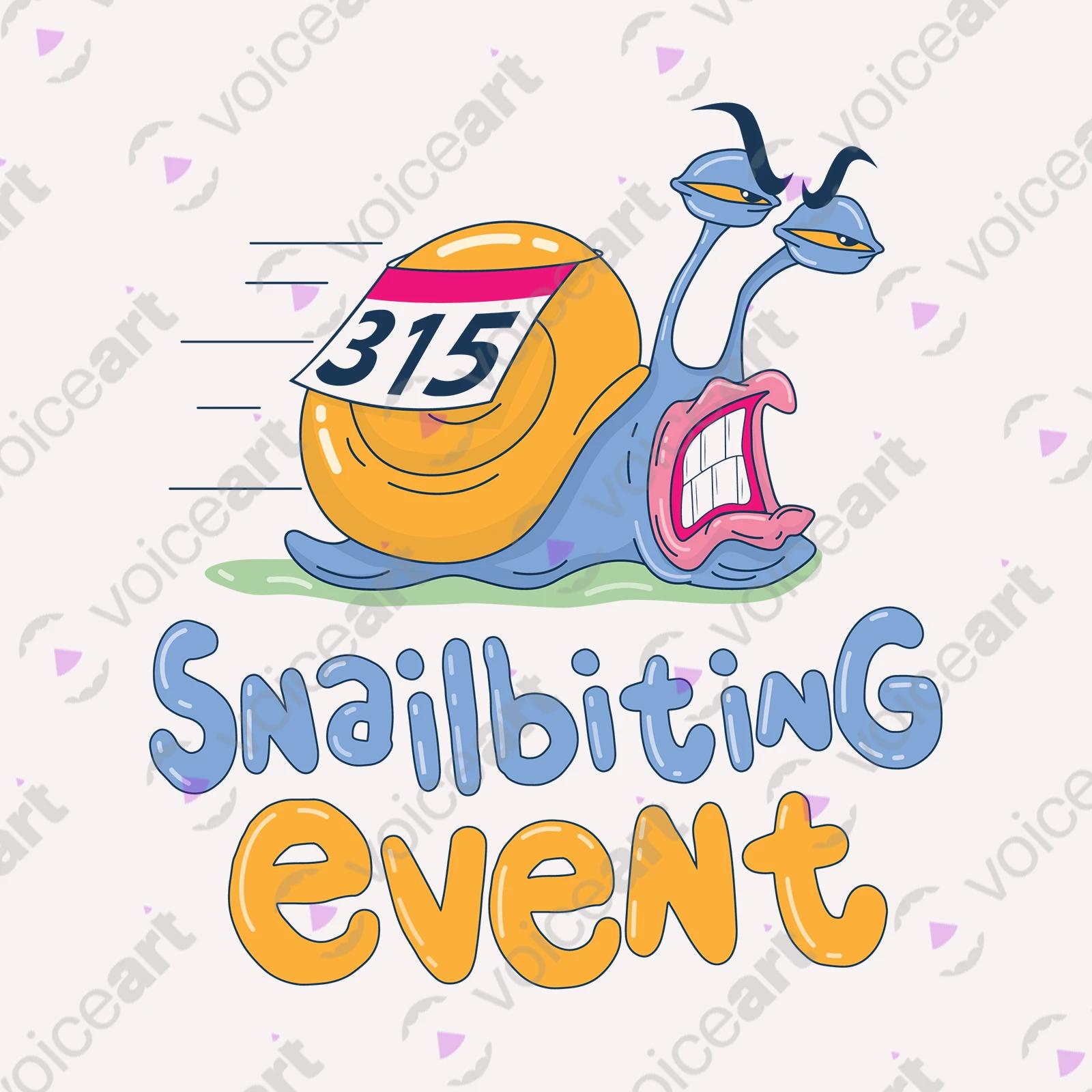 VOICEART White Watermark Snails Running Track Animals T-Shirt Premium Design Slowest Racers Athletics Event Tee