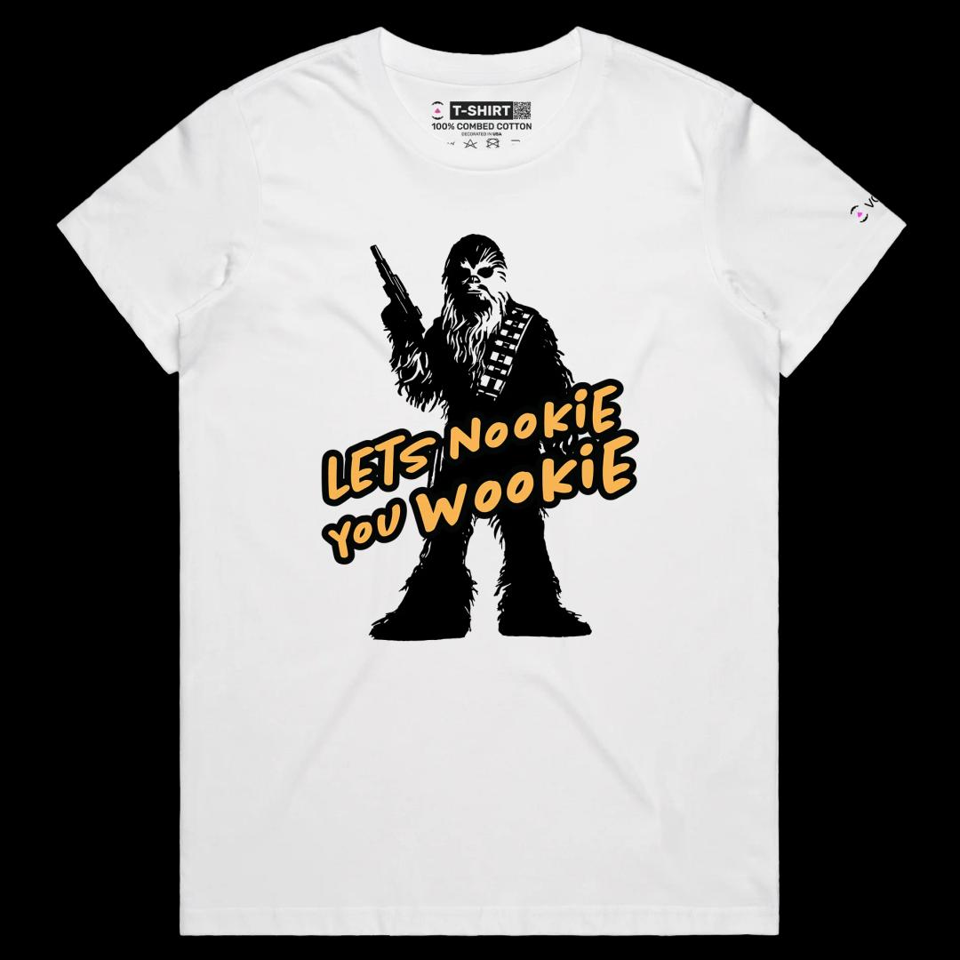 VOICEART White Female Regular Chewbacca Love Guru Funny T-Shirt with Premium Graphic Movie Themed Wookie Tee Play on Words