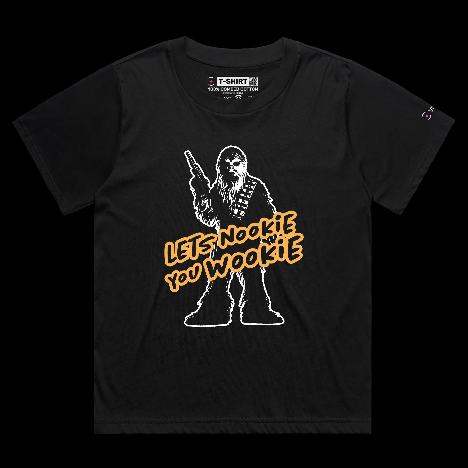 VOICEART Black Female Loose Chewbacca Love Guru Funny T-Shirt with Premium Graphic Movie Themed Wookie Tee Play on Words