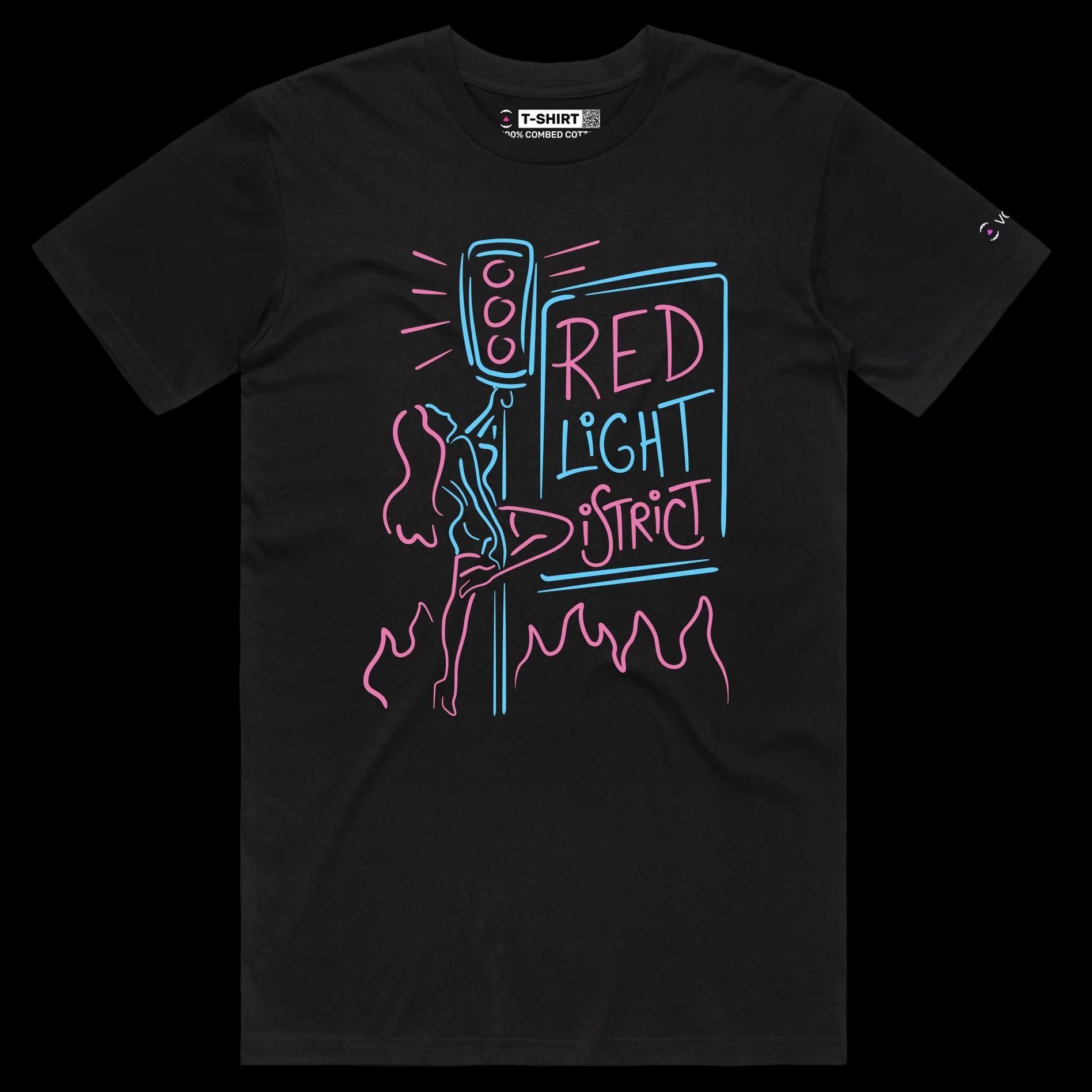 VOICEART Black Male Regular Pole Dancer at the Red Light District Shirt Premium Quality Graphic Street Life Wordplay Tee