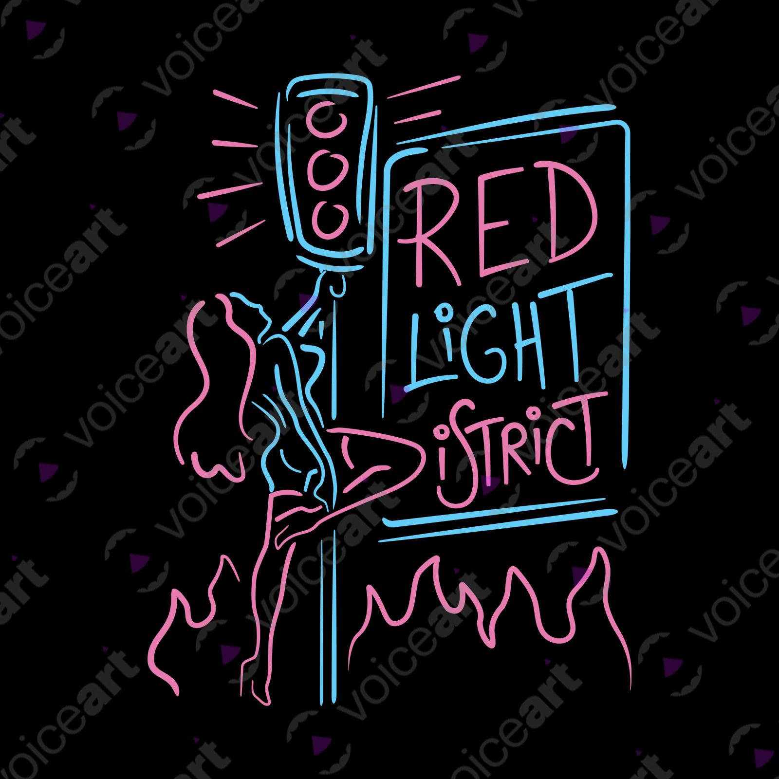 VOICEART Black Watermark Pole Dancer at the Red Light District Shirt Premium Quality Graphic Street Life Wordplay Tee