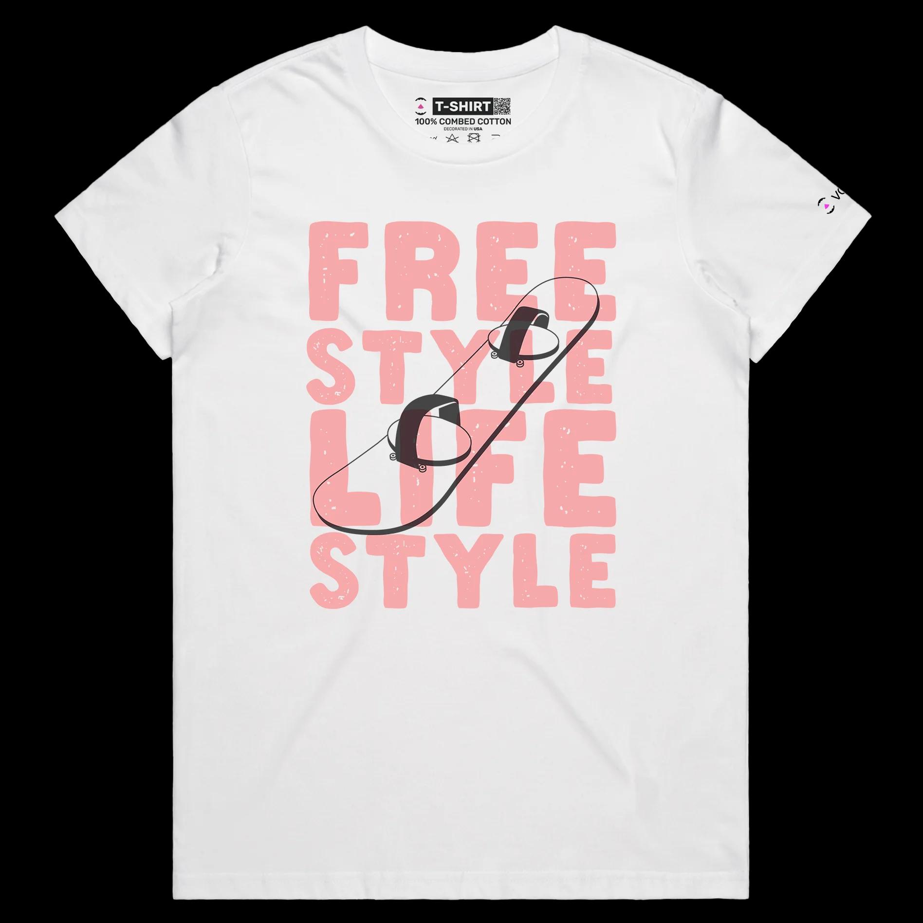 VOICEART White Female Regular Snowboard Freestyle Lifestyle shirt Premium Quality Winter Sports Tee for Snowboarding Lovers