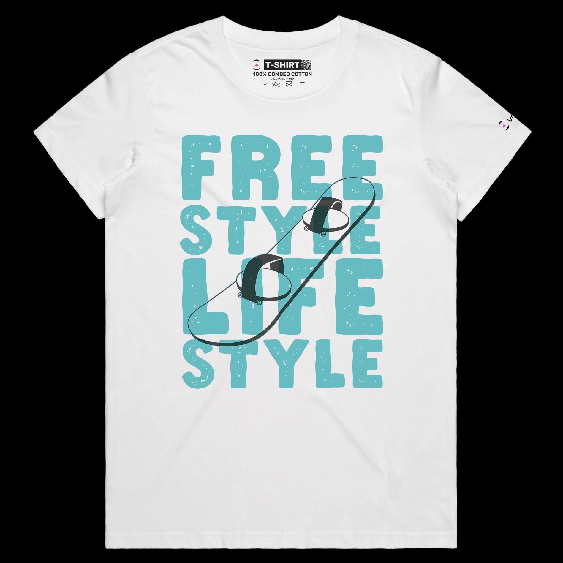 VOICEART White Female Regular Snowboard Freestyle Lifestyle shirt Premium Quality Winter Sports Tee for Snowboarding Lovers