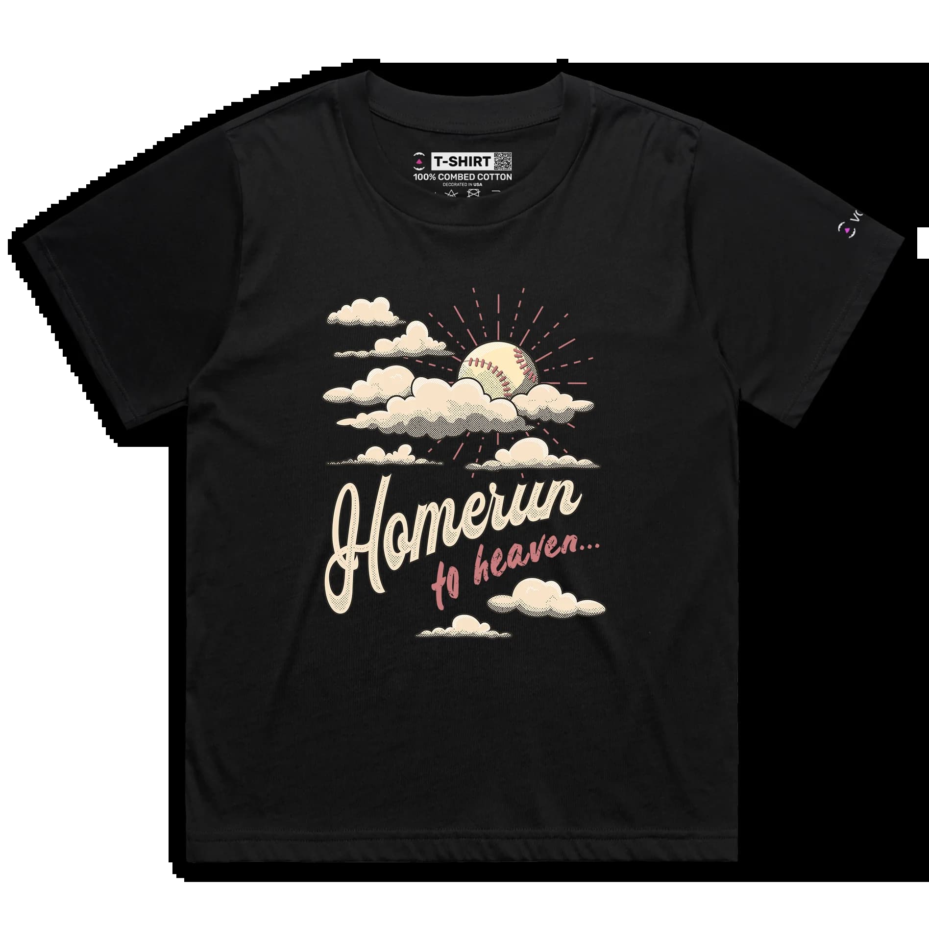 VOICEART Black Female Loose Home Run Heaven Funny Sports T-Shirt Premium Graphic Design Iconic Wordplay Tee Baseball Fans