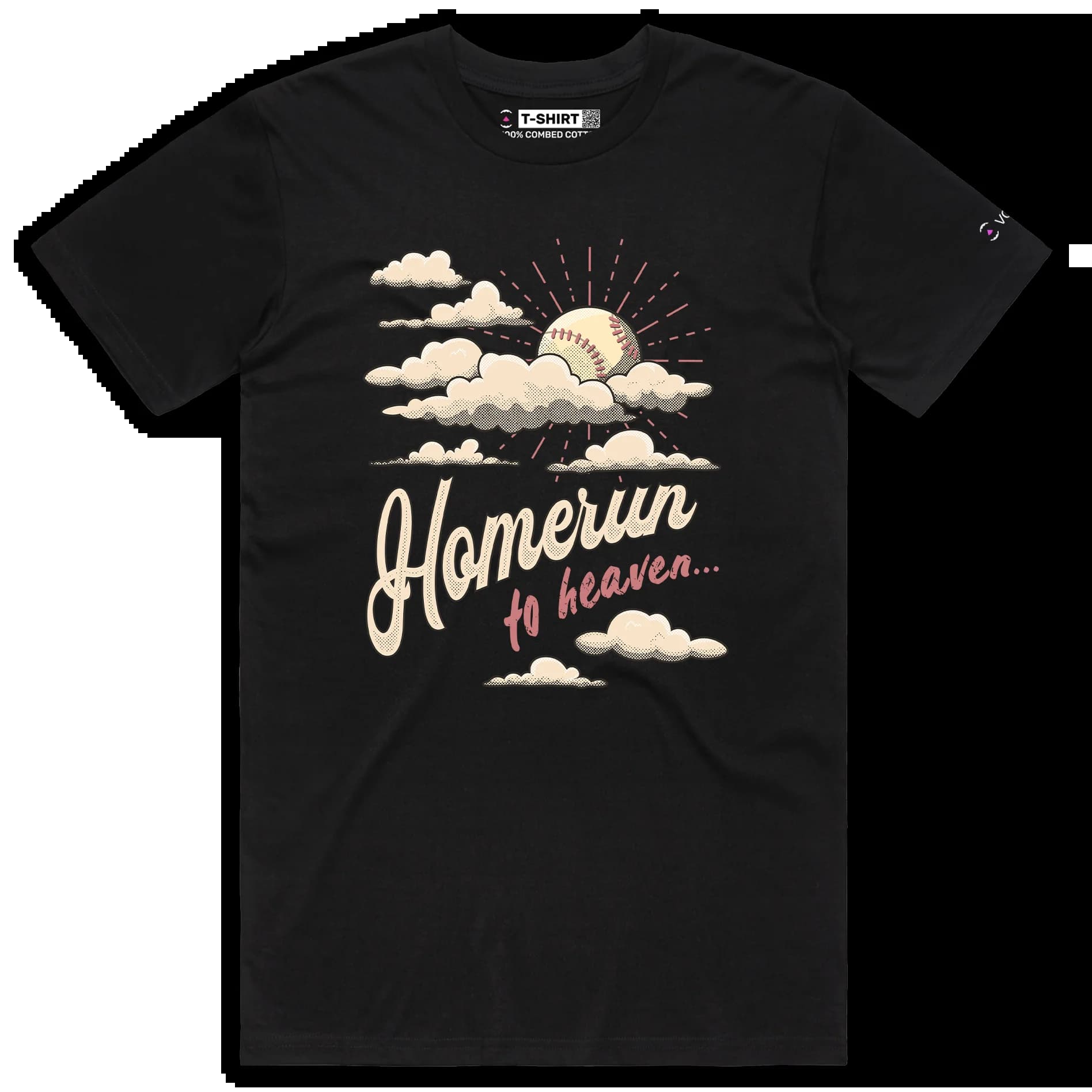 VOICEART Black Male Regular Home Run Heaven Funny Sports T-Shirt Premium Graphic Design Iconic Wordplay Tee Baseball Fans