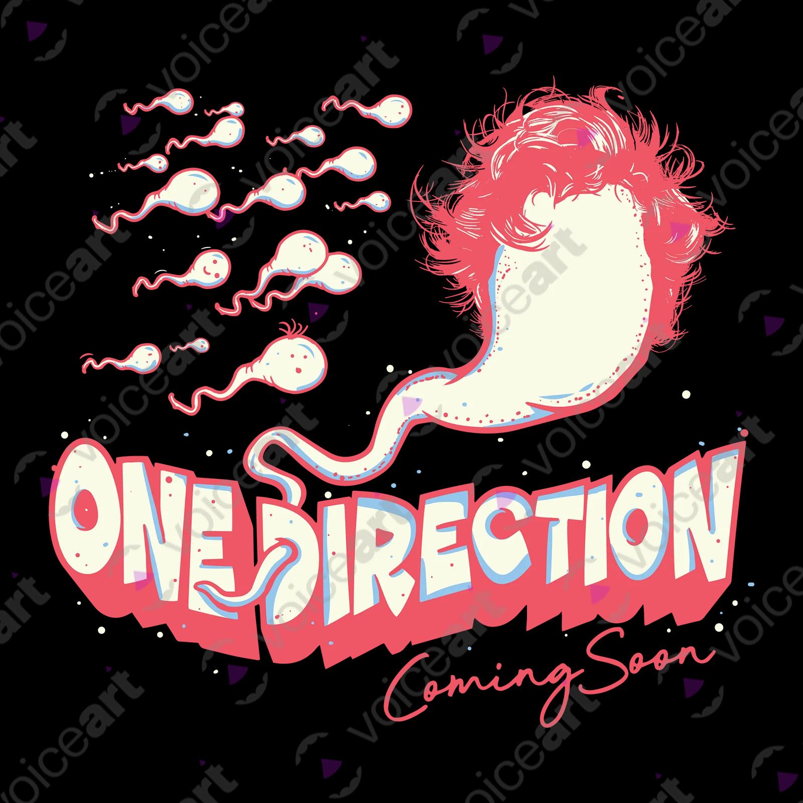 VOICEART Watermark One Direction Sperm Funny Music Themed T-Shirt Premium Graphic Popular Boy Band Tee