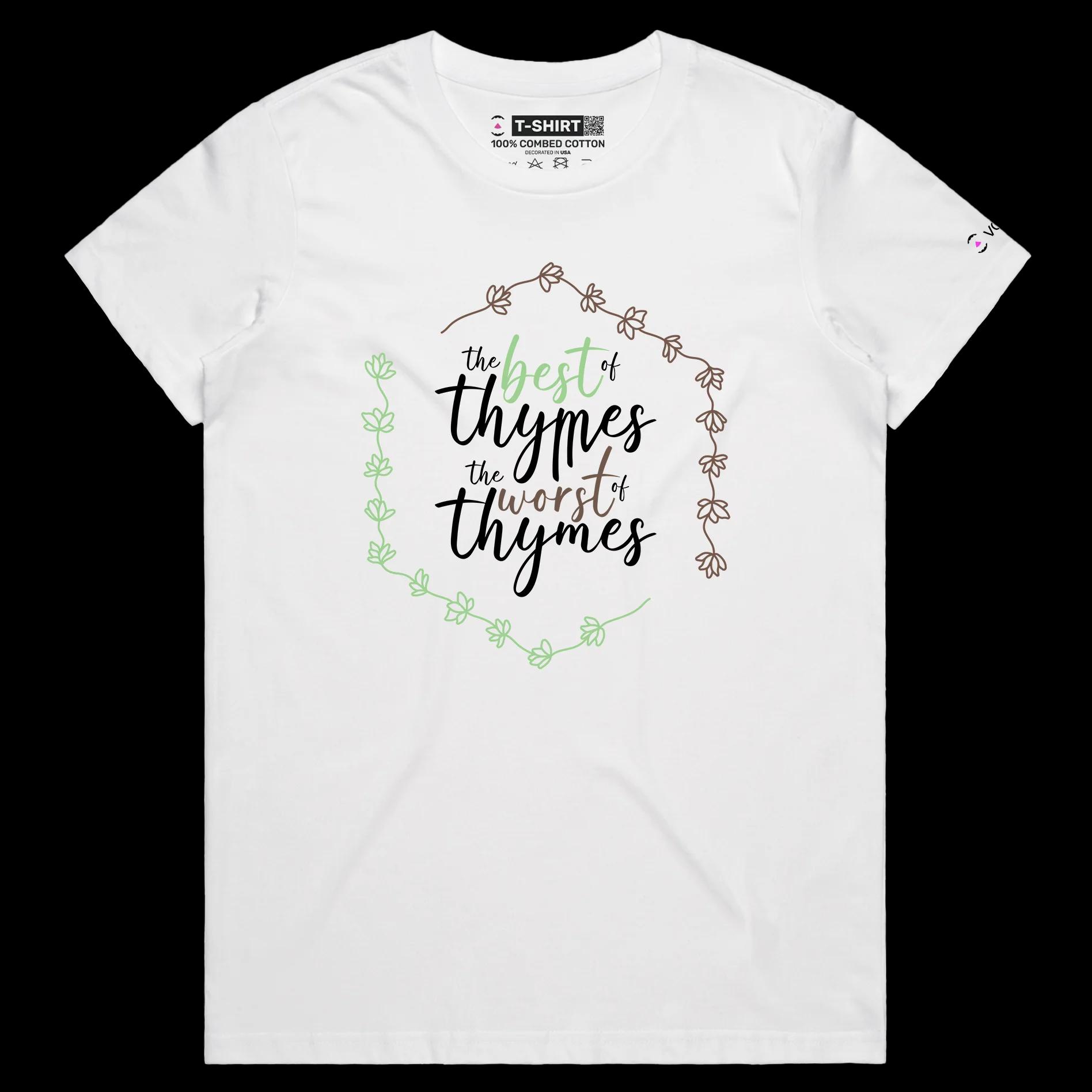VOICEART White Female Regular Herbs and Plants Funny Wordplay T-Shirt with Premium Graphic Design Food and Spices Tee