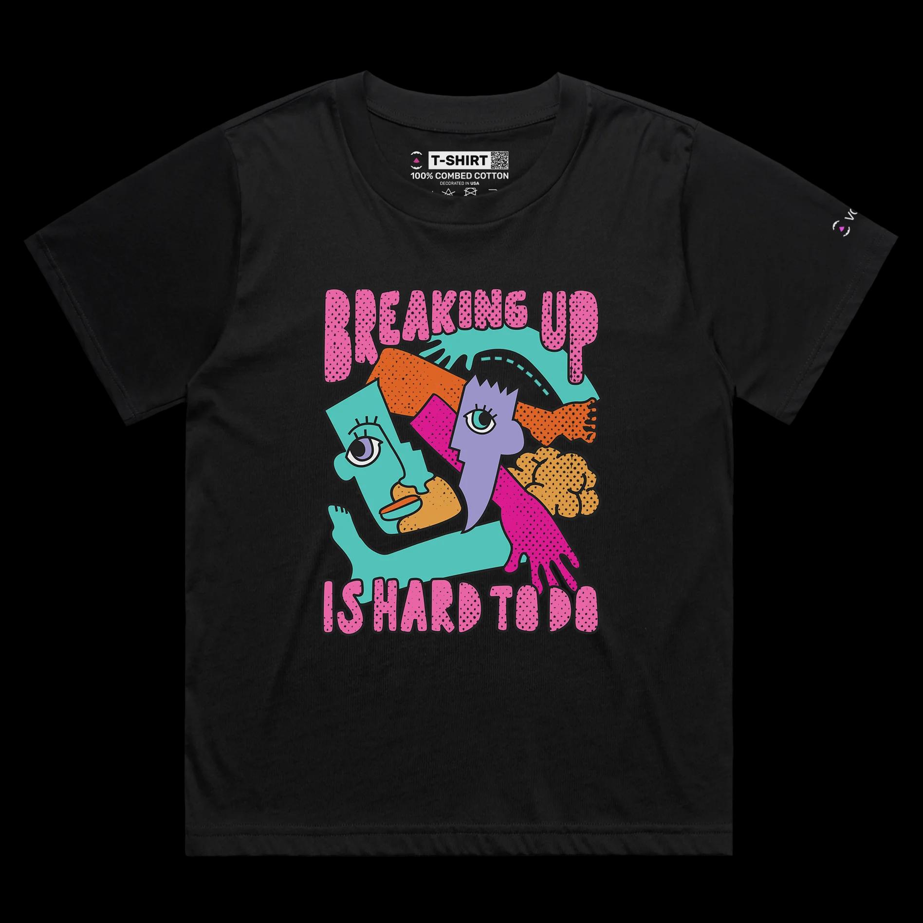 VOICEART Black Female Loose Relationship Break Up T-Shirt Premium Quality Funny Dating Theme Boyfriend Girlfriend Tee