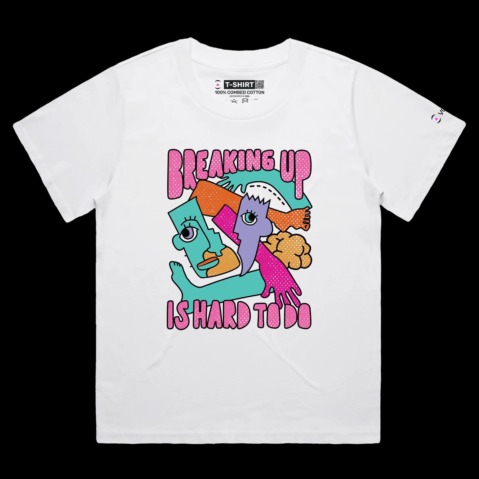VOICEART White Female Loose Relationship Break Up T-Shirt Premium Quality Funny Dating Theme Boyfriend Girlfriend Tee