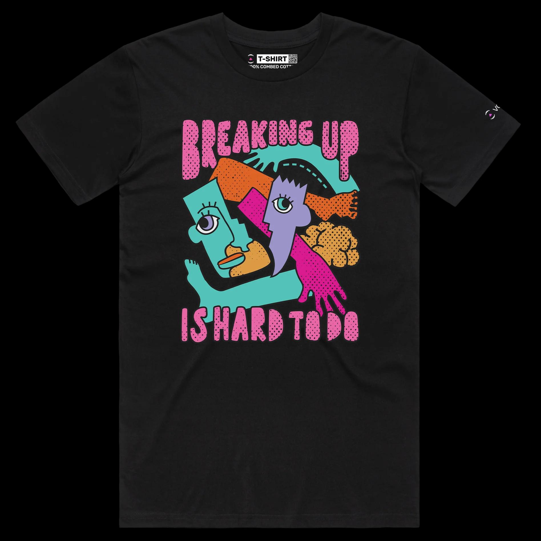 VOICEART Black Male Regular Relationship Break Up T-Shirt Premium Quality Funny Dating Theme Boyfriend Girlfriend Tee