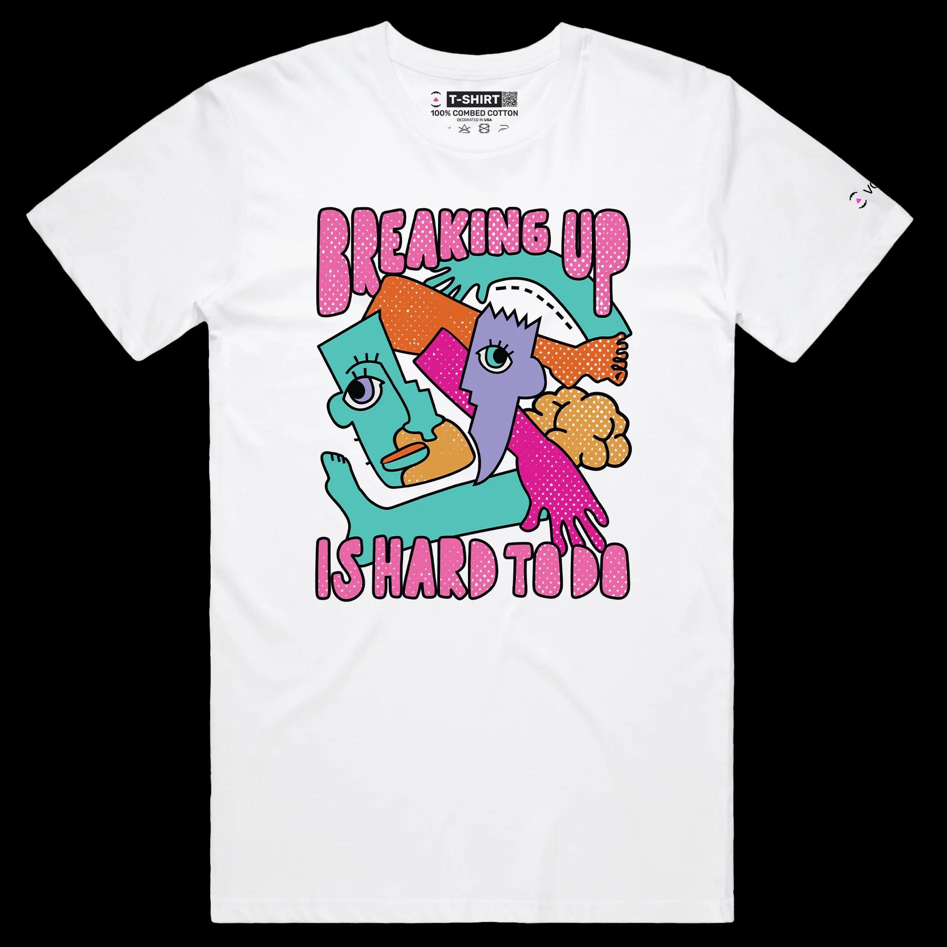 VOICEART White Male Regular Relationship Break Up T-Shirt Premium Quality Funny Dating Theme Boyfriend Girlfriend Tee