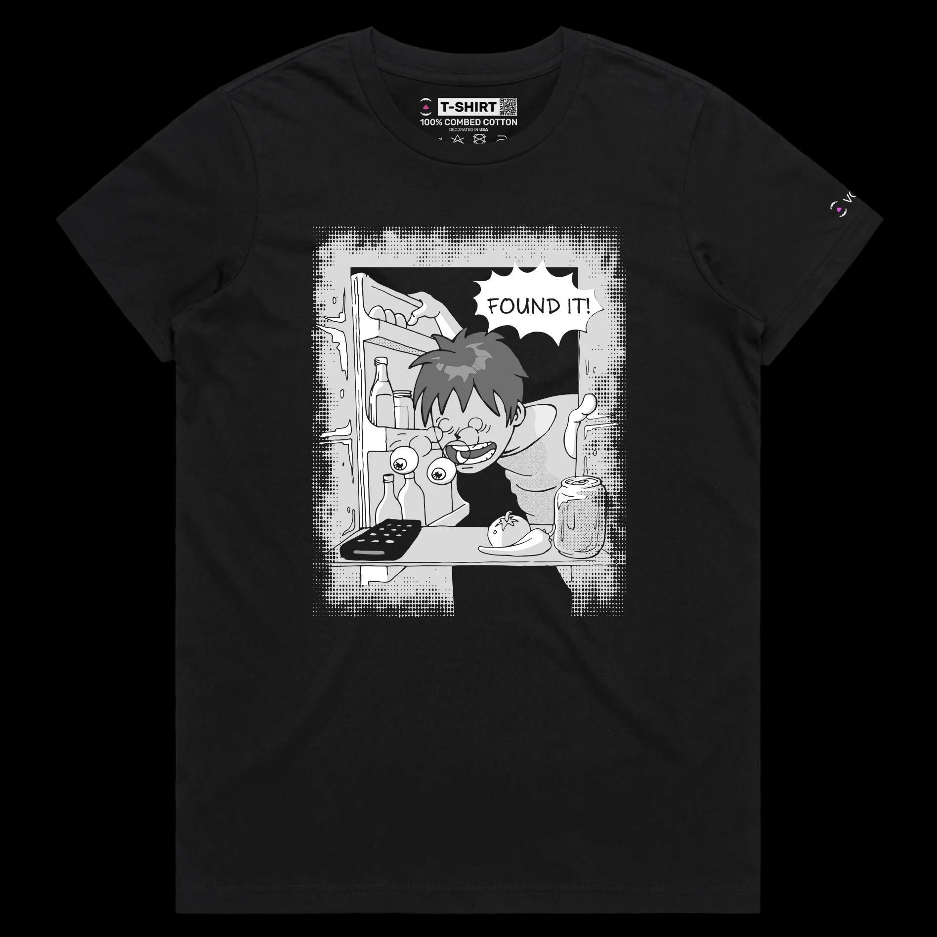VOICEART Black Female Regular Remote in the Fridge TShirt with Premium Graphic and High Quality Design Funny Frozen Meal Tee