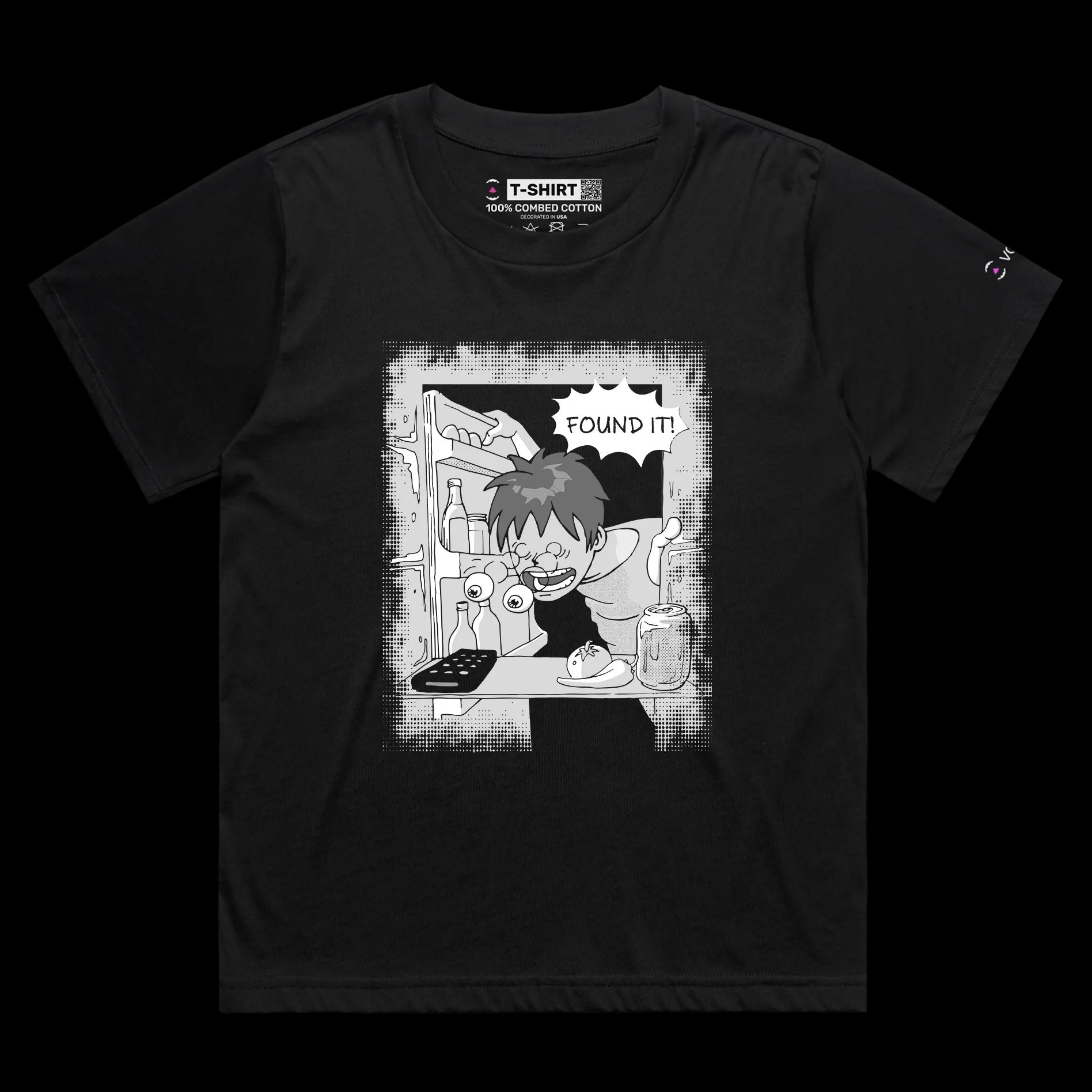VOICEART Black Female Loose Remote in the Fridge TShirt with Premium Graphic and High Quality Design Funny Frozen Meal Tee