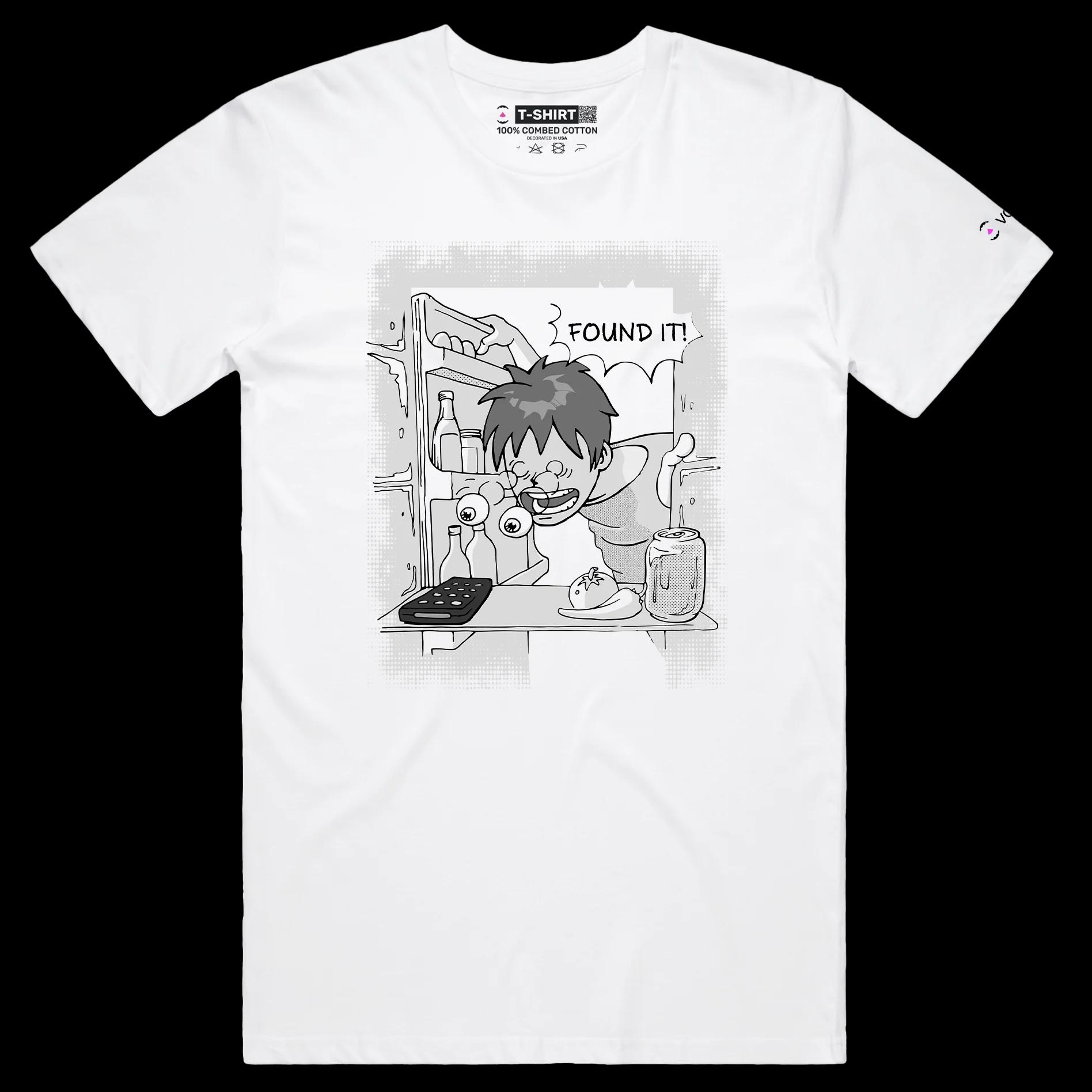 VOICEART White Male Regular Remote in the Fridge TShirt with Premium Graphic and High Quality Design Funny Frozen Meal Tee