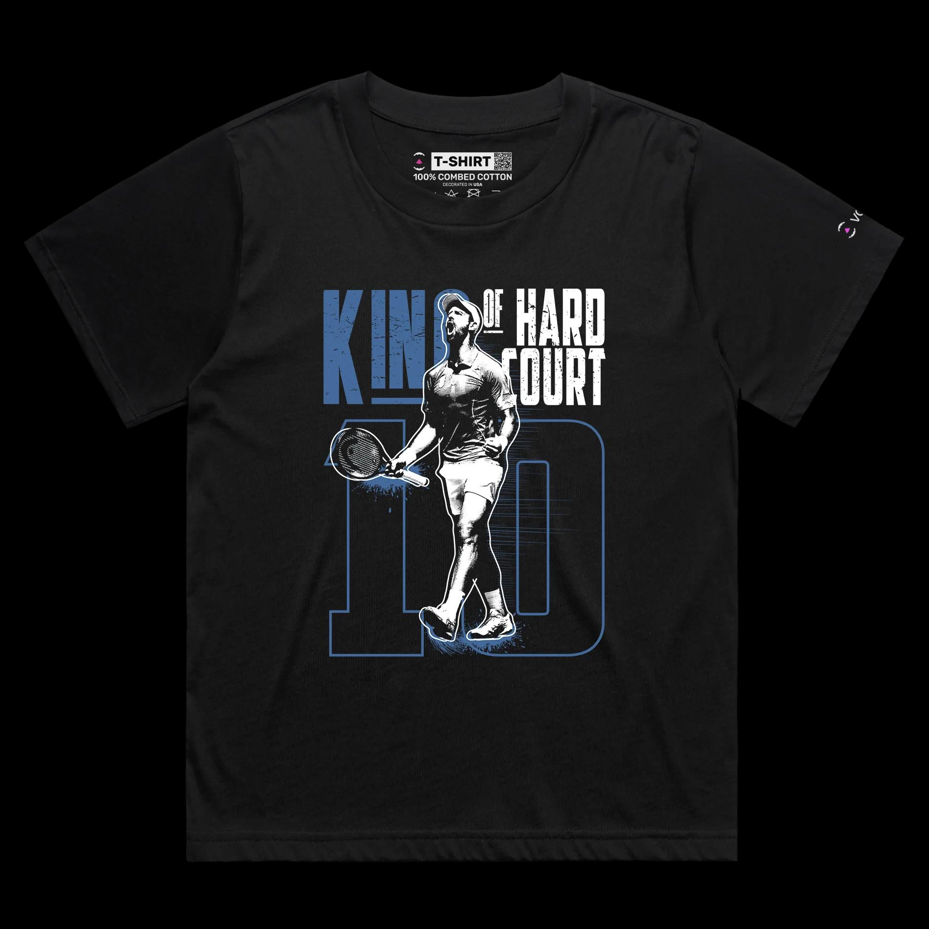 VOICEART Black Female Loose Djokovic The King of Hardcourt Sports T-Shirt Premium Grand Slam Superstar Tee for Tennis Fans