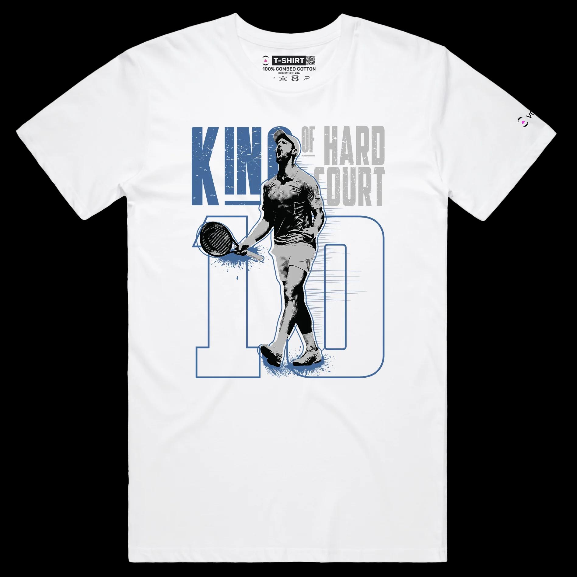VOICEART White Male Regular Djokovic The King of Hardcourt Sports T-Shirt Premium Grand Slam Superstar Tee for Tennis Fans